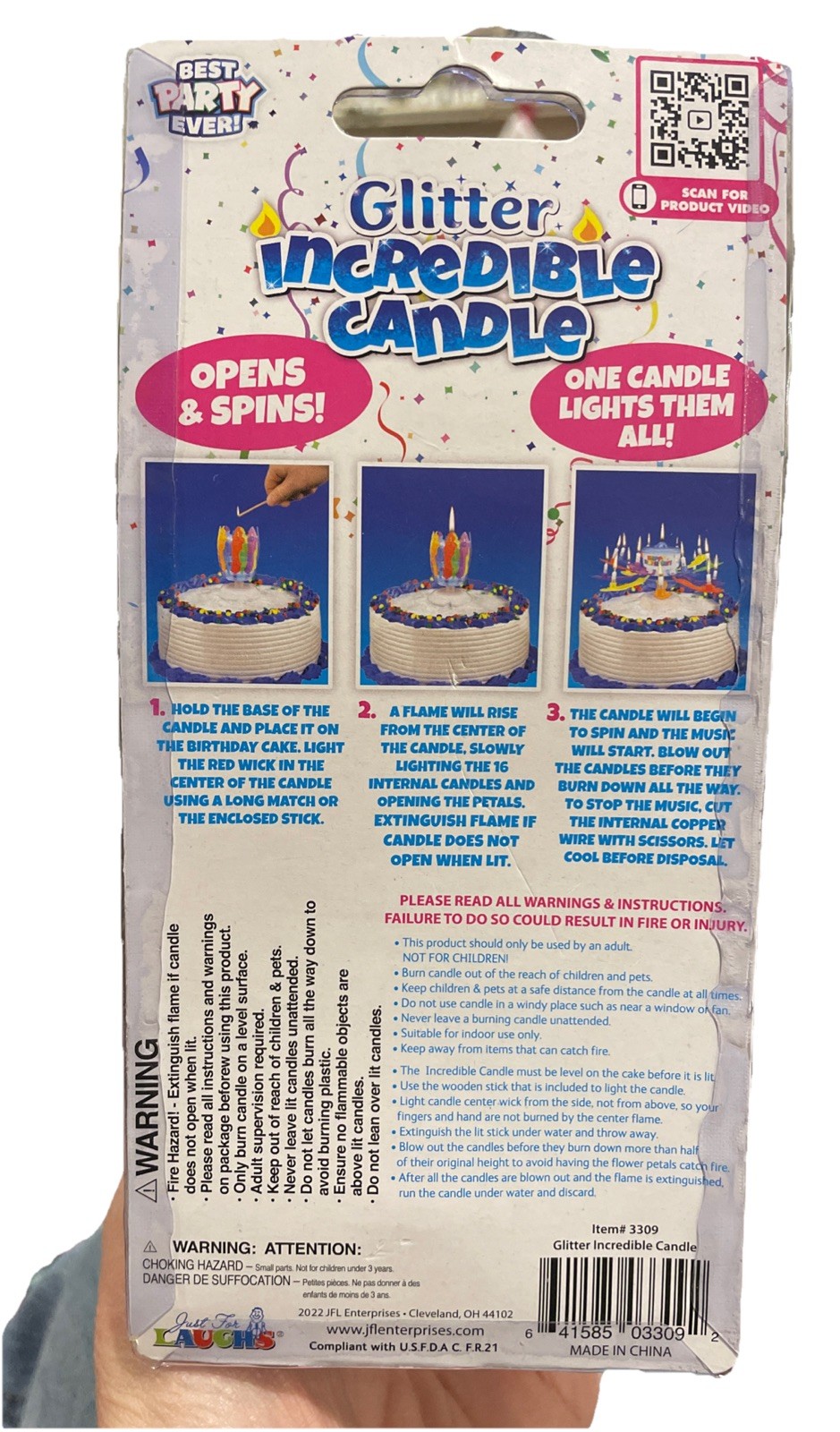 Glitter Incredible Candle 16 Candles Opens Spins Plays Happy Birthday New In Box