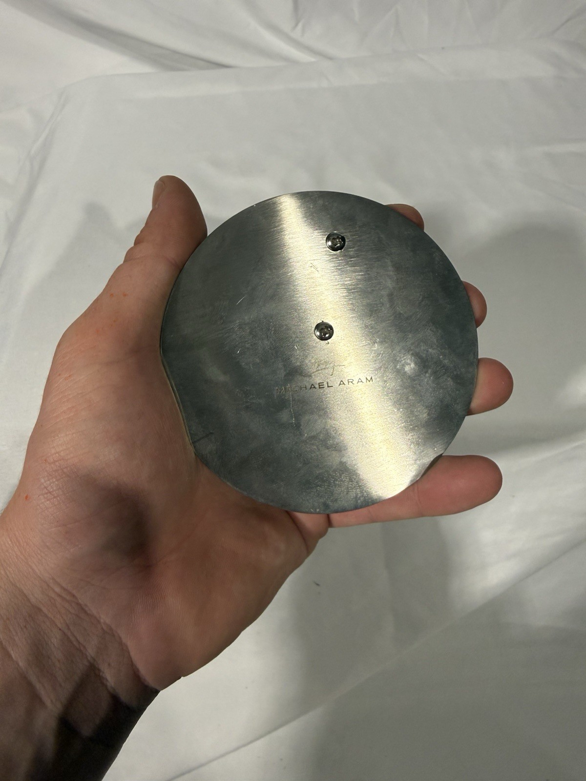 MICHAEL ARAM Pewter Bronze Leaf Candle Replacement Lid, Art Sculpture Signed