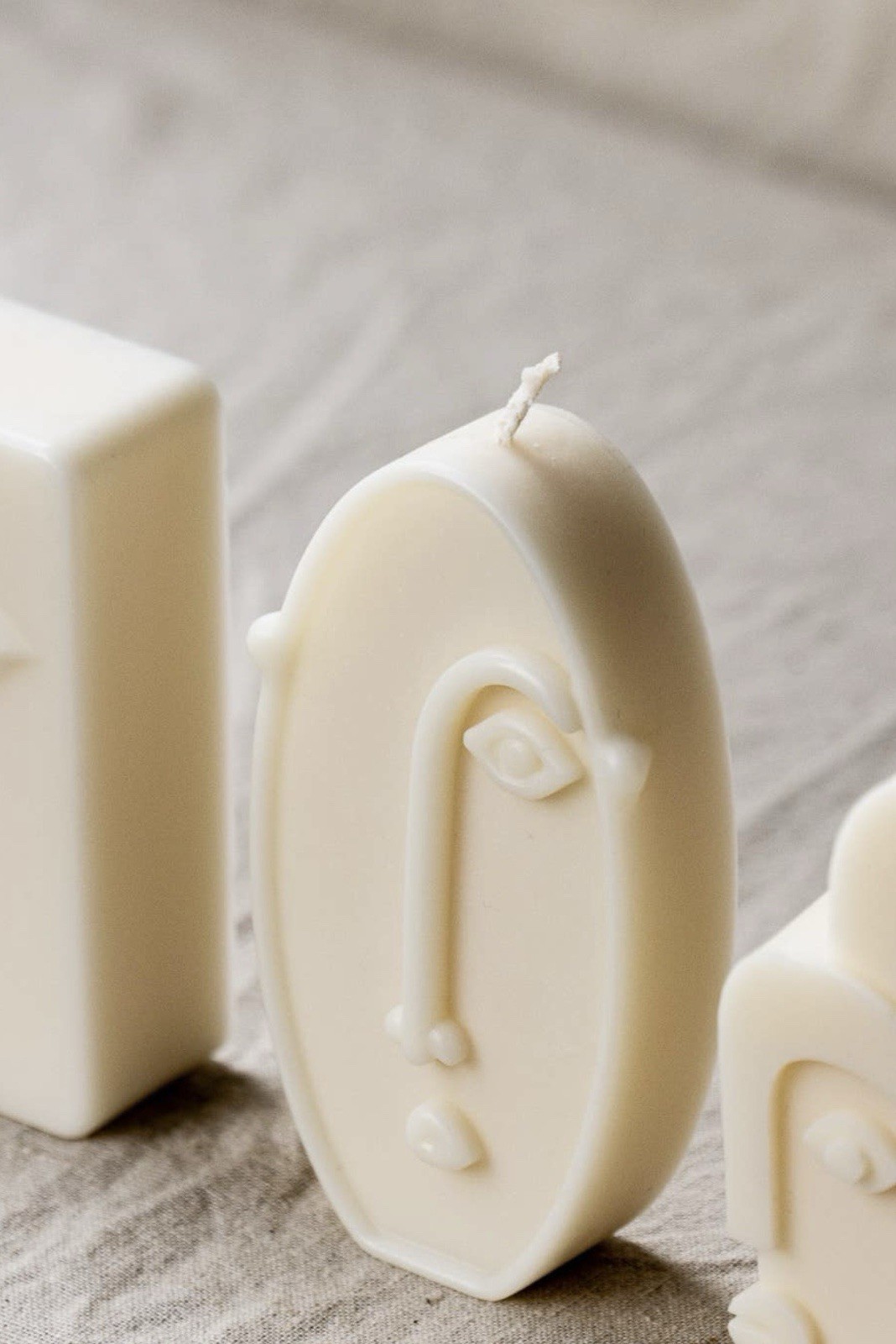 glowing harmony Abstract Face Unscented Soy Wax Candles Set of 4