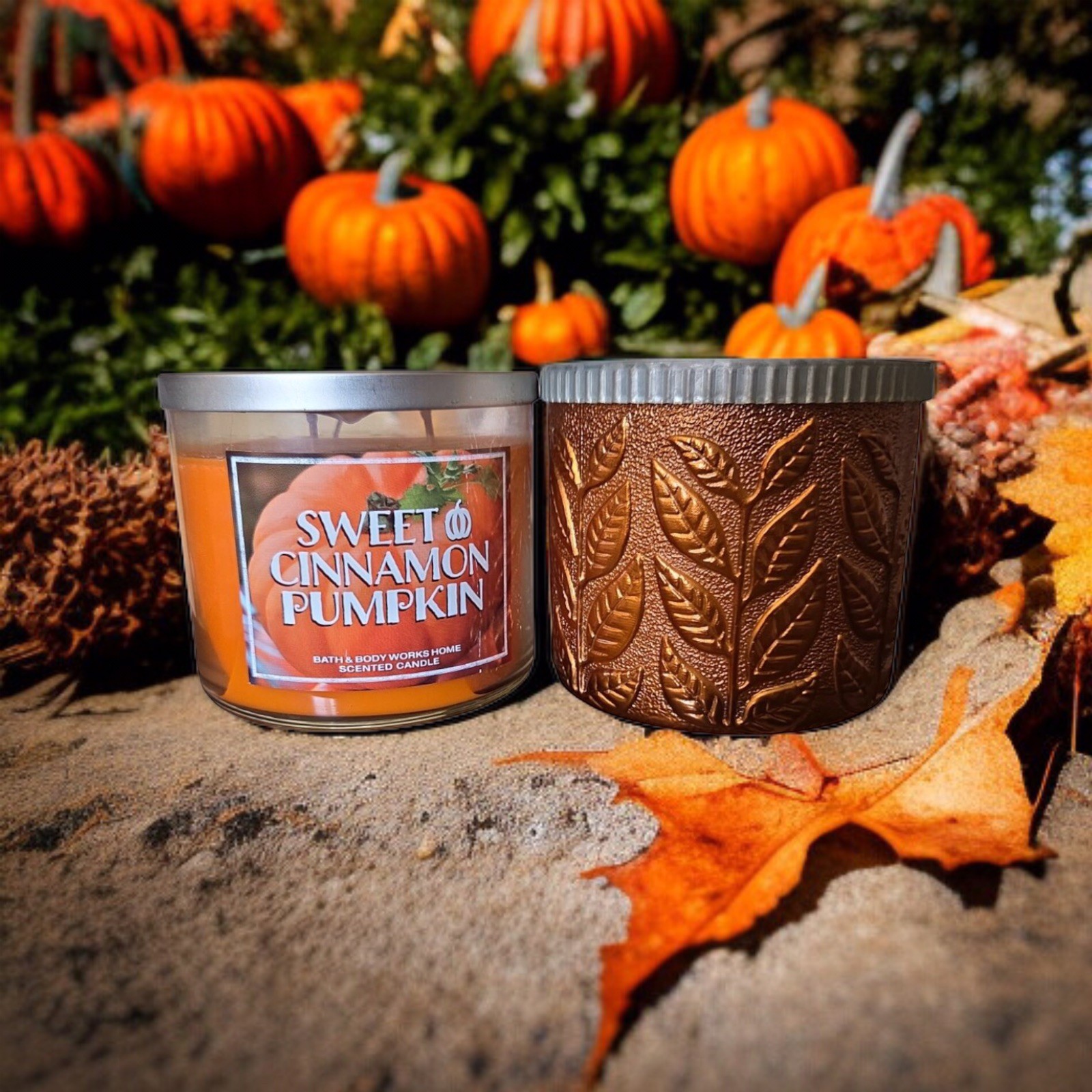 Set of 2) Bath & Body Works SWEET CINNAMON PUMPKIN 3 Wick Scented Candles 14.5oz