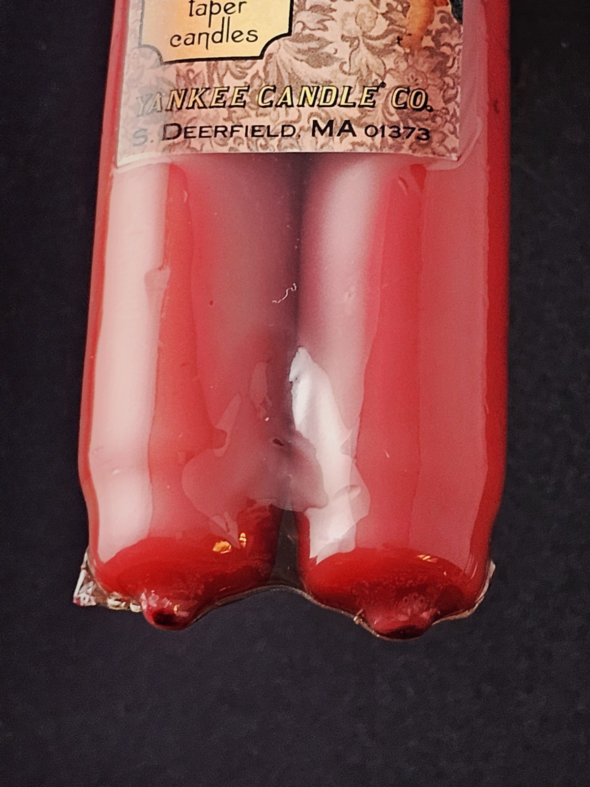 Vintage NOS 2 Sealed Yankee Candle Scented Tapered 12″ Red Retired Christmas Eve