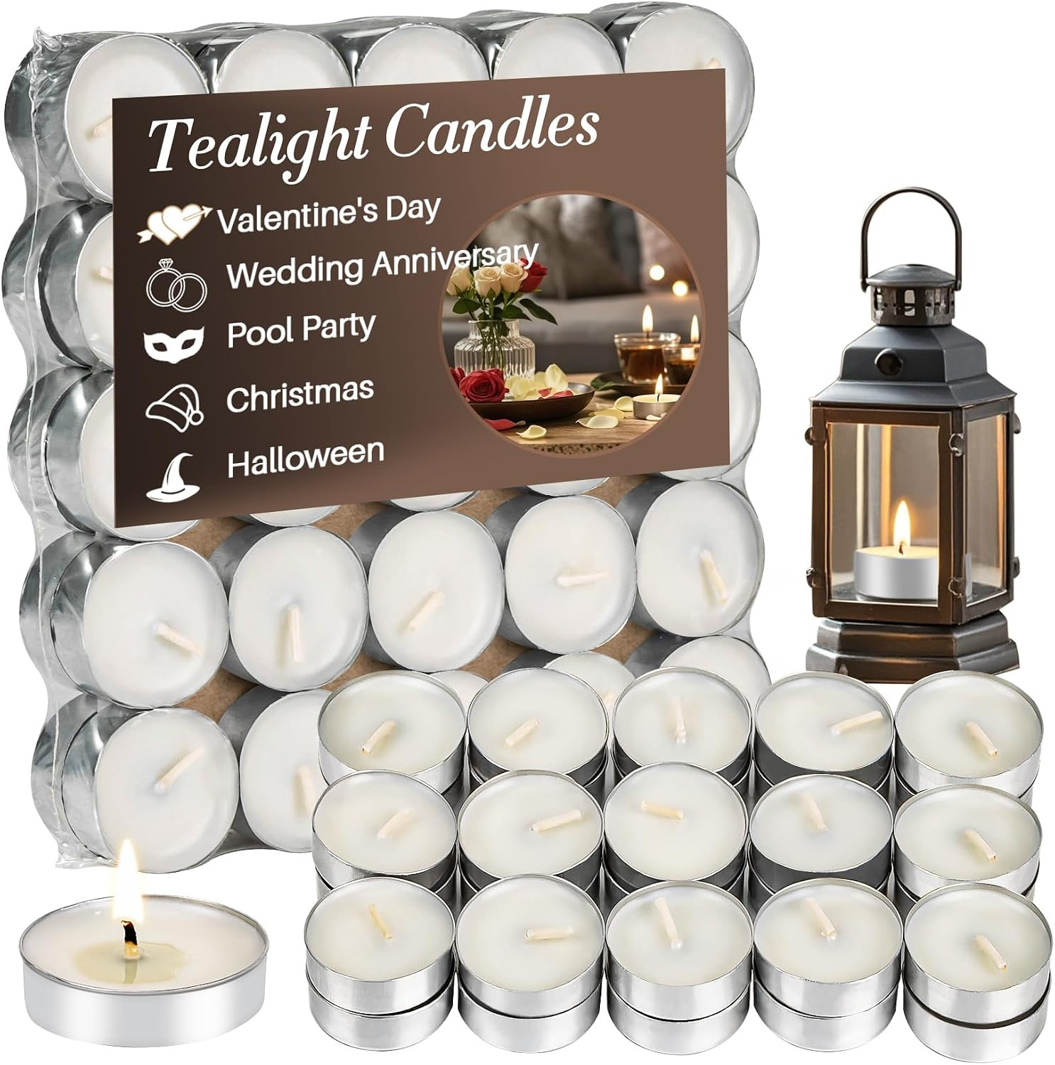 25 Pack Unscented White Tea Light Candles Soy Wax Cotton Wick Mini Tealights Dec