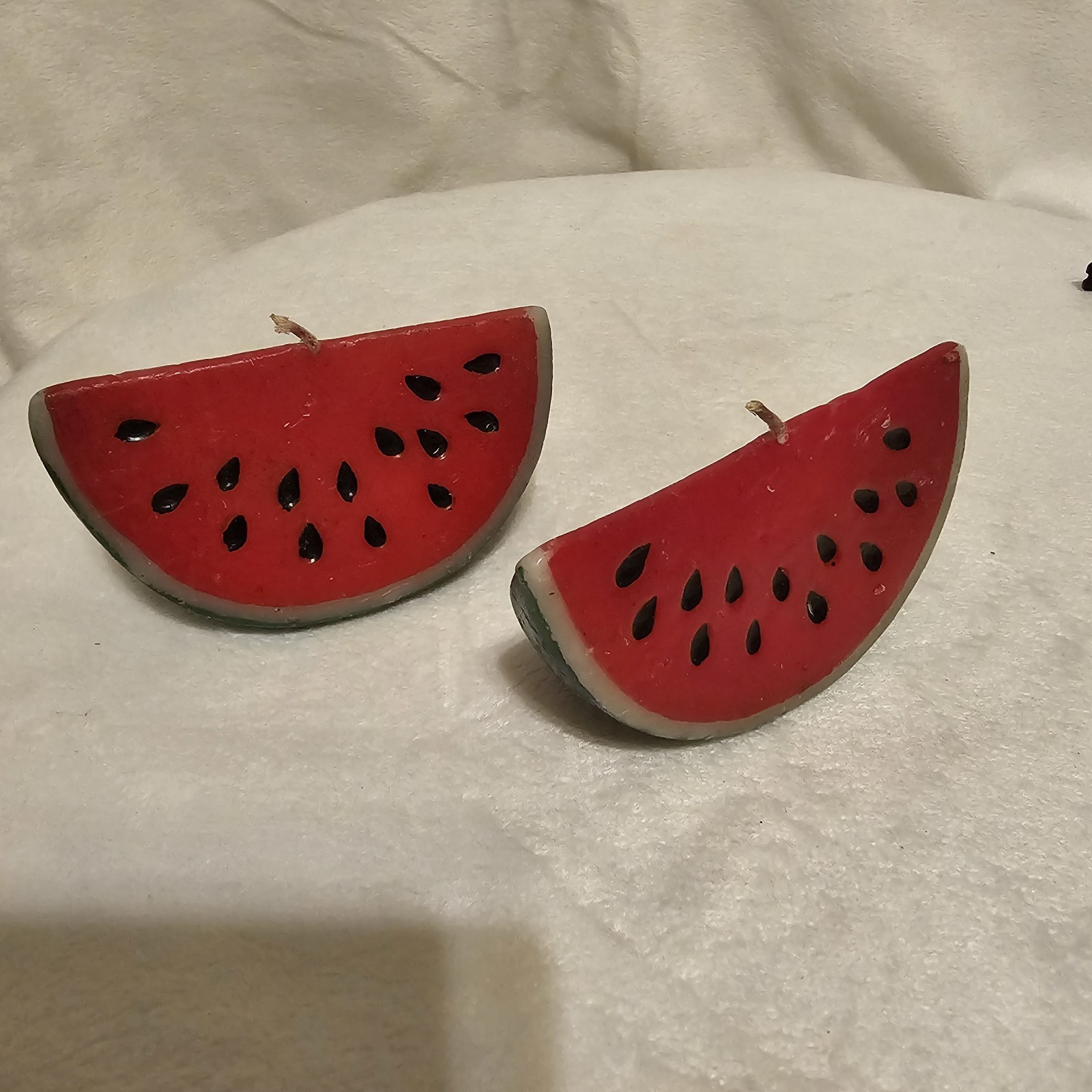 Set Of 2 Watermelon Shaped Wax Candles Farmhouse Summer Kitchen