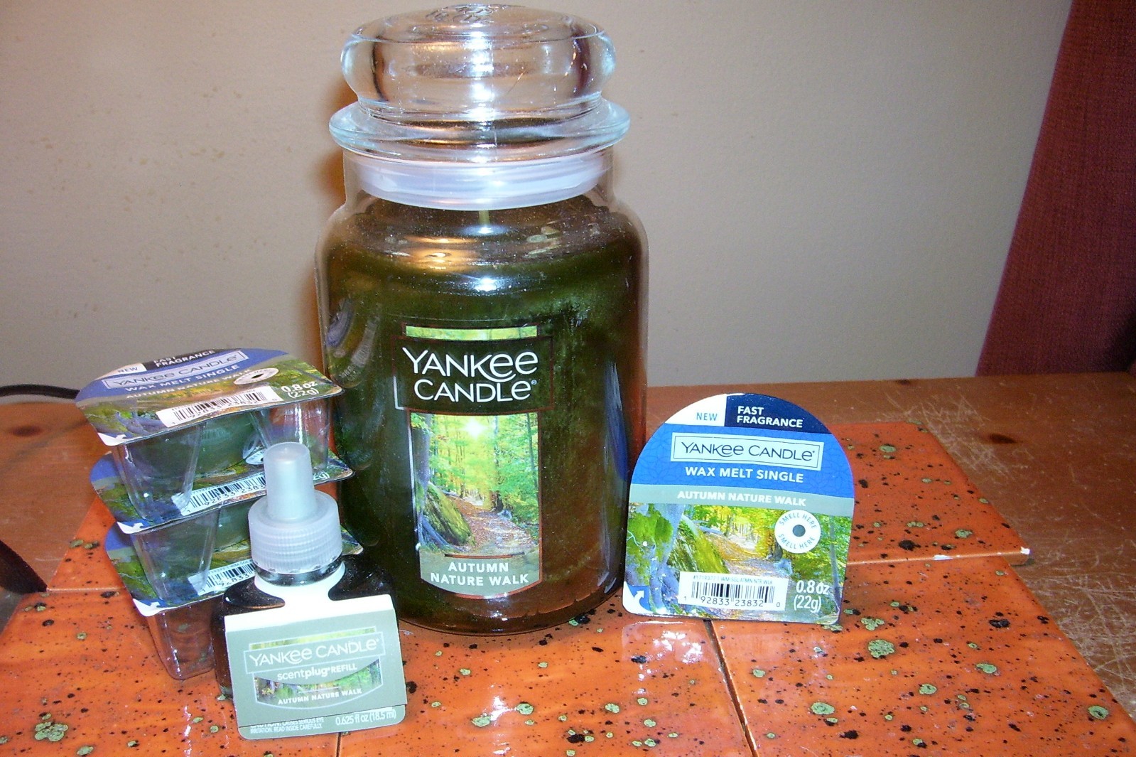 yankee candle 22oz JAR AUTUMN NATURE WALK + SINGLE REFILL + 4 WAX MELTS