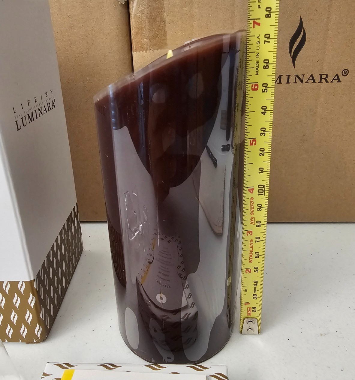 Chocolate Color Luminara 3″ X 7″ Pillar Flameless Candle In Original Box