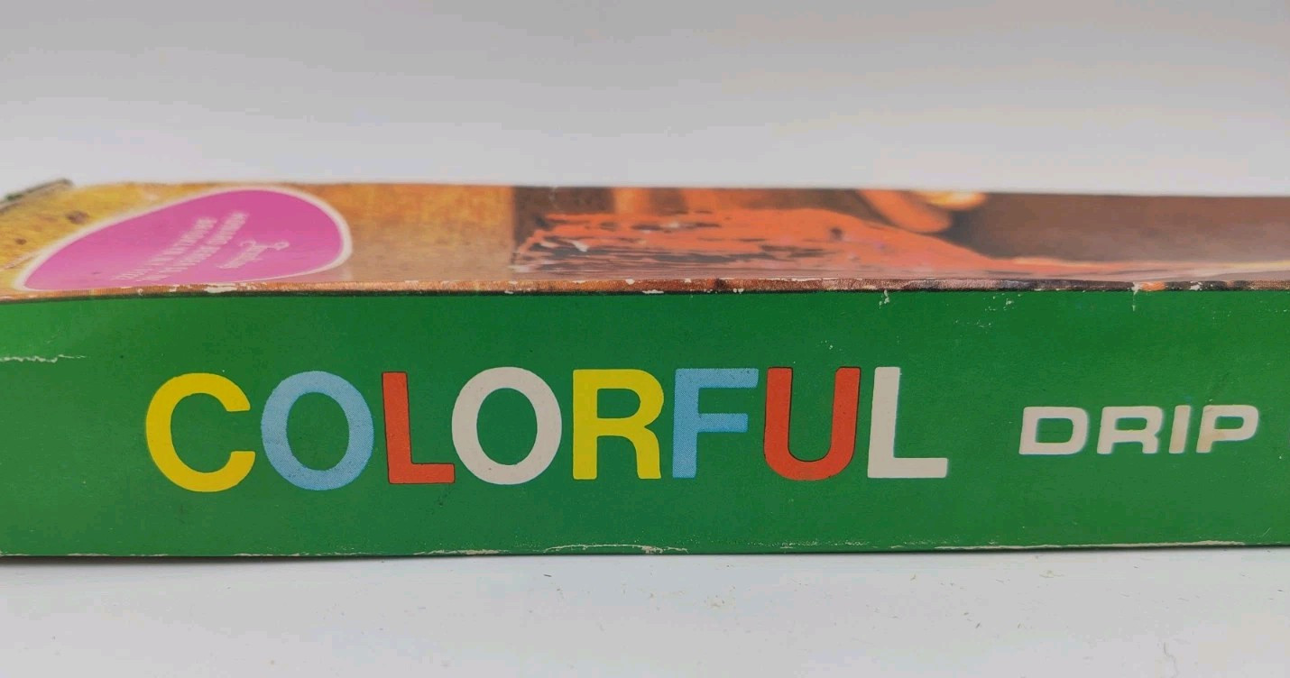Vintage Colorful Rainbow Drip Taper Candles Cotton Wick Pair 12″ Unused *Cracked