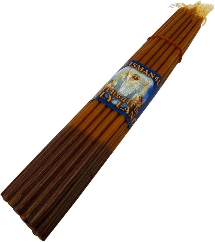 33 Natural Beeswax Taper Candles 9 Tall Blessed Church Jerusalem Holy Land