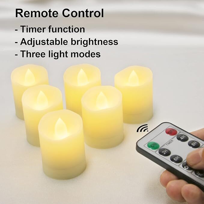 LED Flameless Candles Tea Lights Candle Votive Flameless Candle w/ Remote &Timer