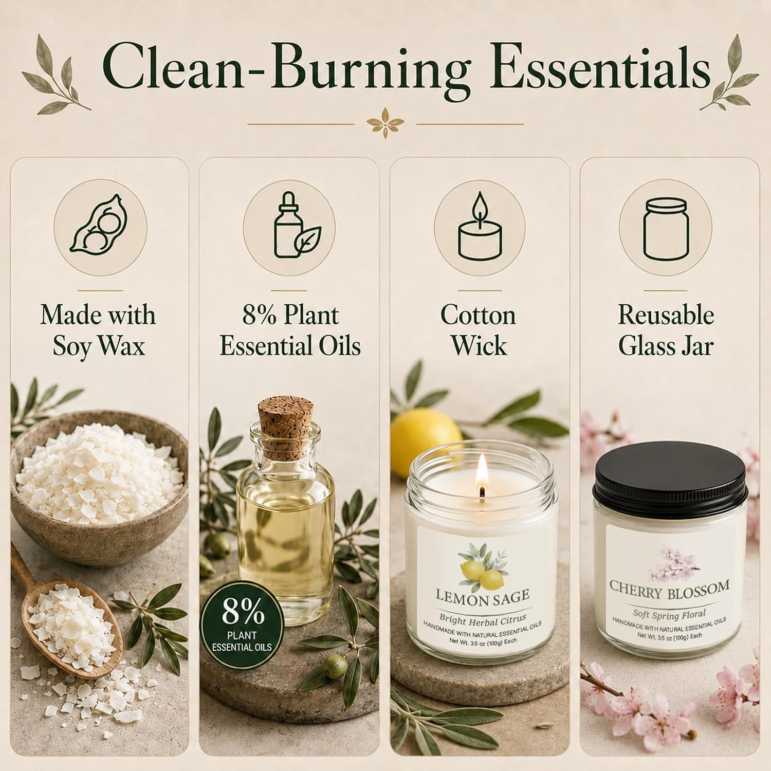 Spring & Summer Scented Candles Set, 6 Pack Soy Candles for Home, 21 oz Aroma…