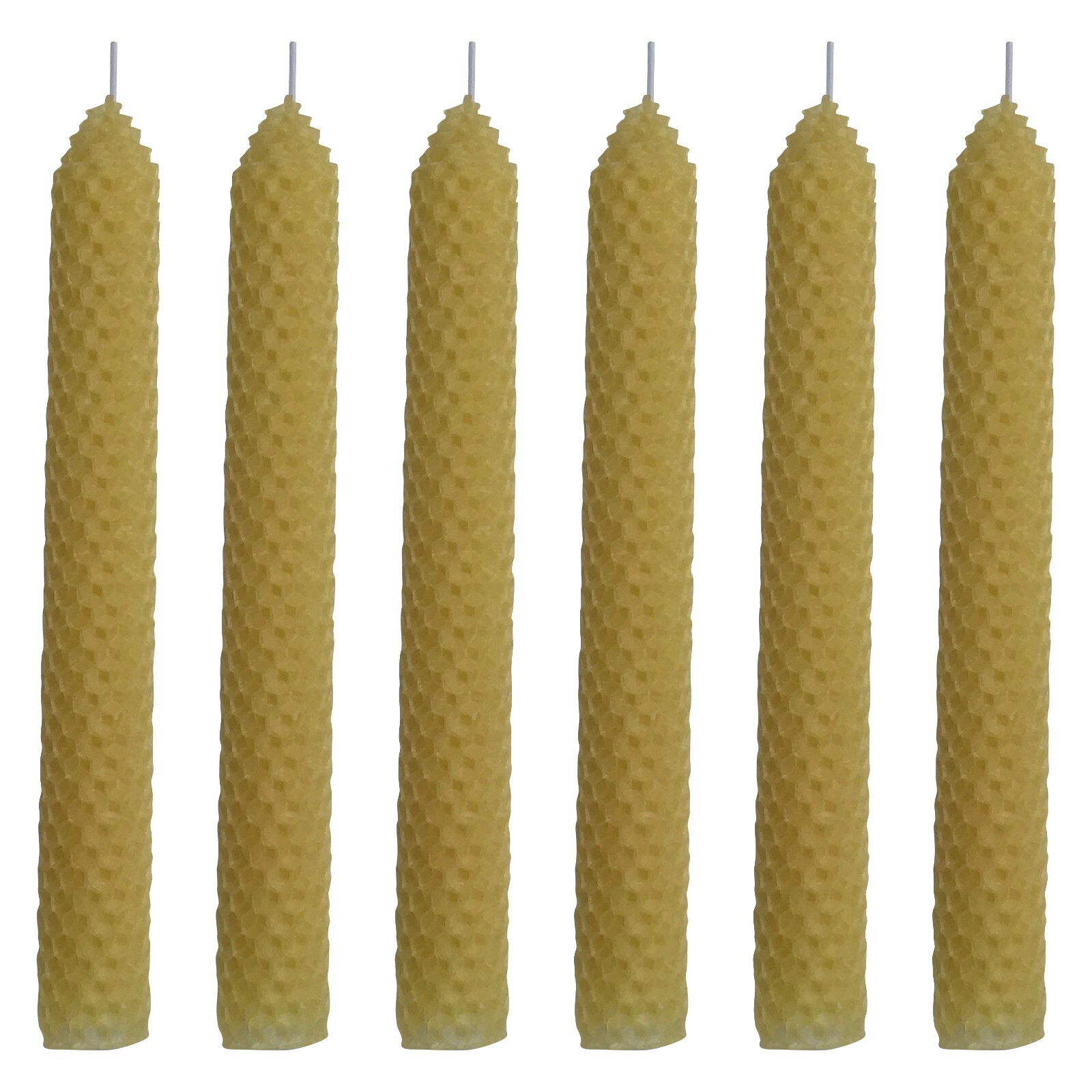 6 Set 1″ x 8″ Pure Natural Handmade Beeswax Honeycomb Hand Rolled Taper Candles