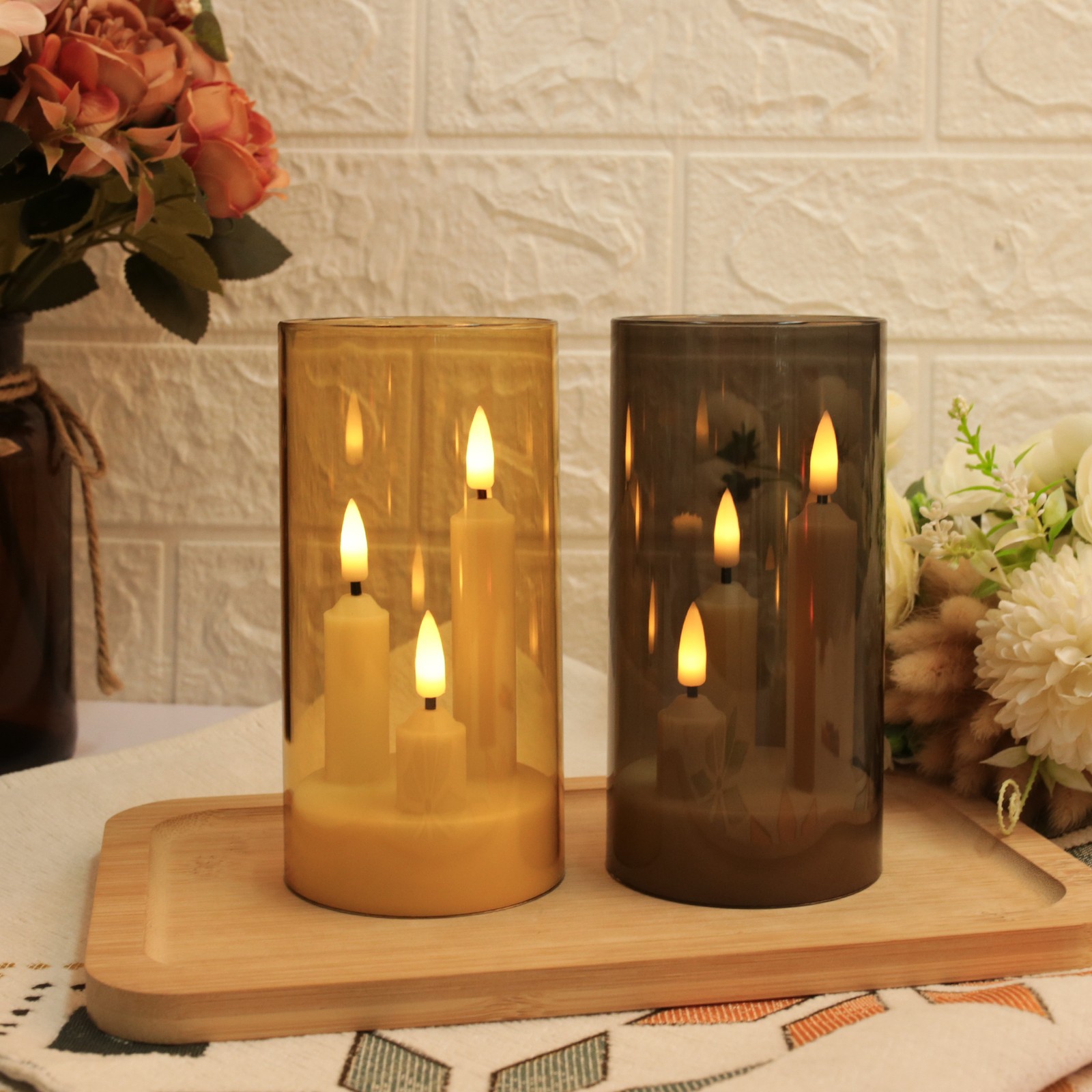 3-in-1 Flameless Flickering LED Taper Candles Battery Operated Wedding Party US