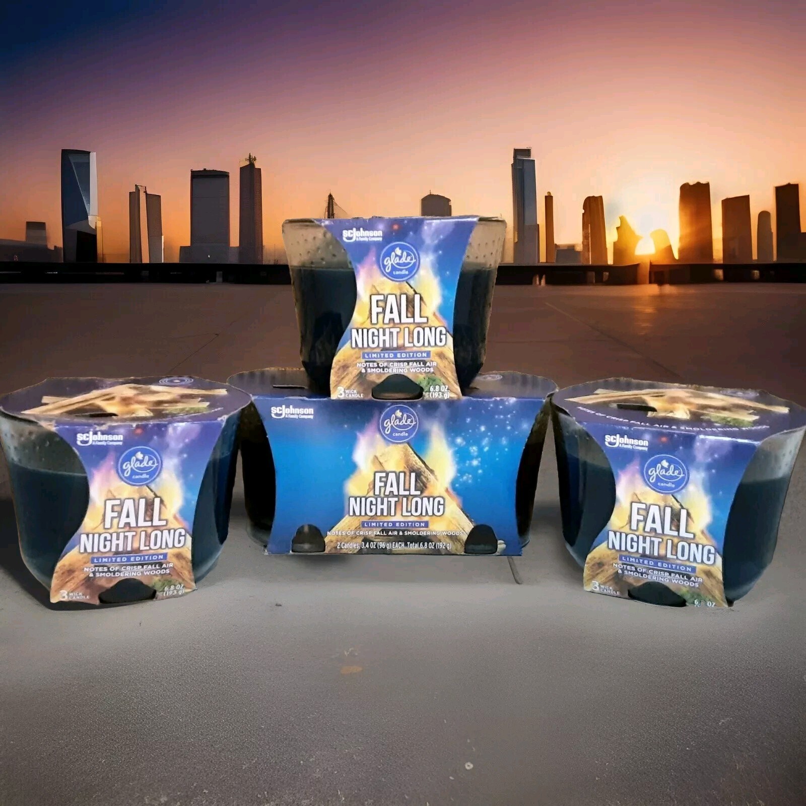 5 Glade Fall Night Long 3 And 1 Wick Large & Medium Size Candles,Holiday Edition