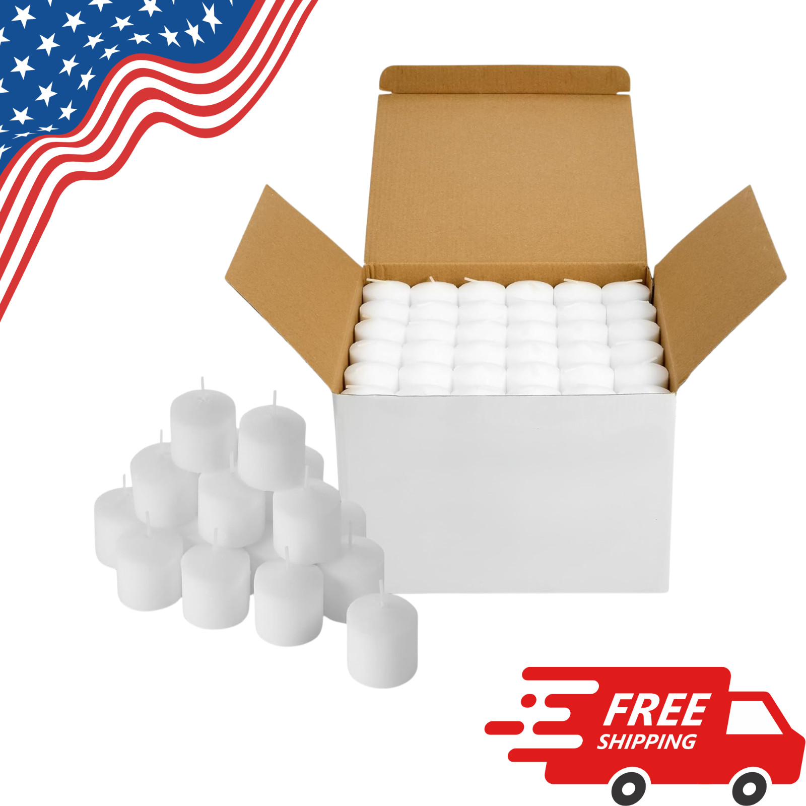 NEW 144 Pack White Candles Unscented 10 Hour Burn Wedding Party Bulk Box