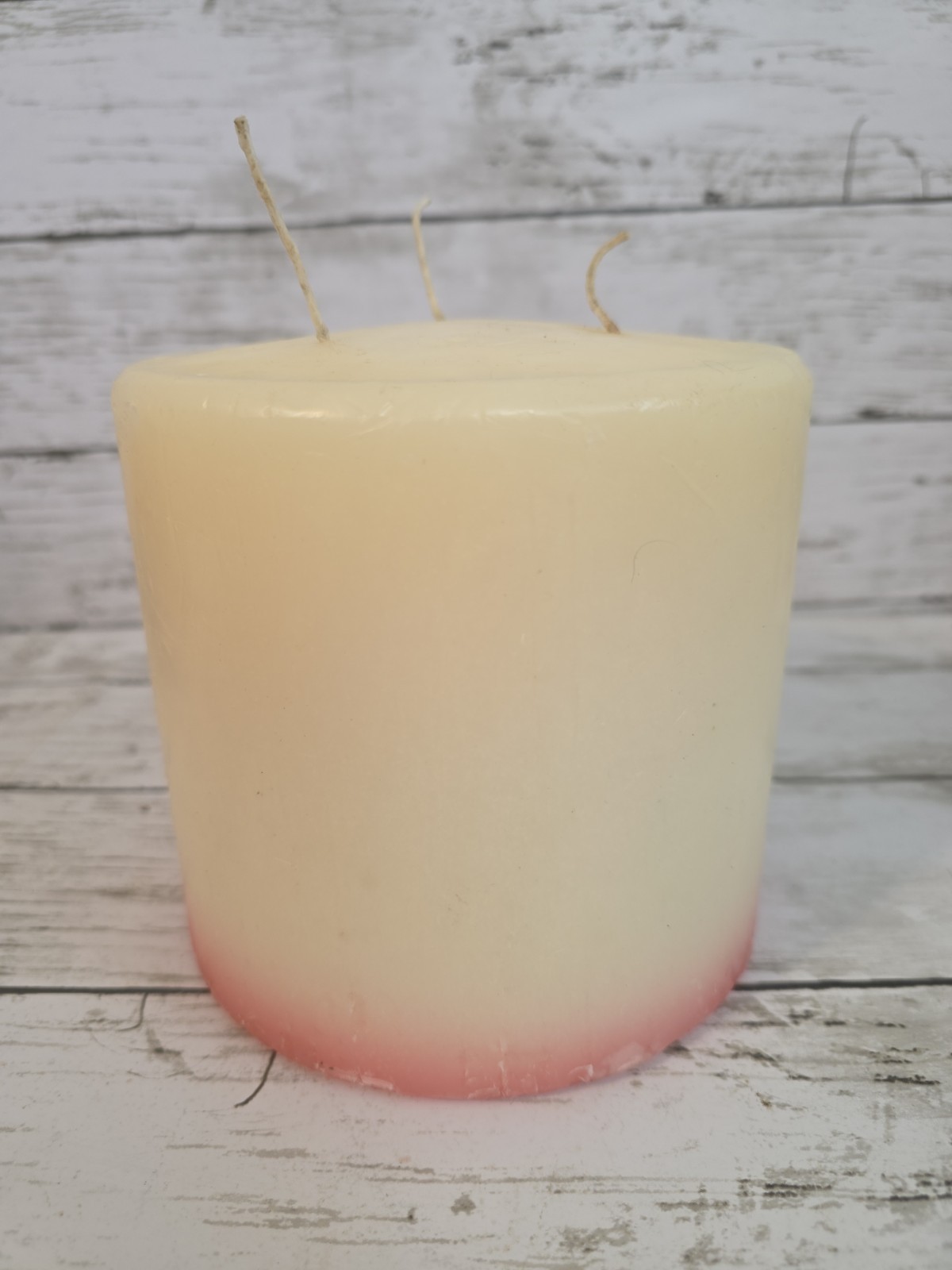 Vintage Large, Heavy 3 Wick Unscented Candle Good Condition 4.9 LBS