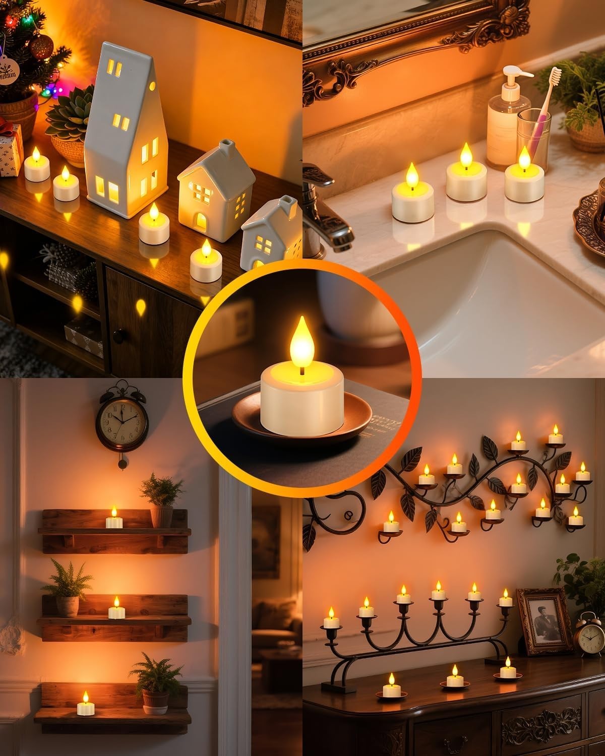 Yme Rechargeable Tea Lights with Remote & Charging Base, 12 Pack Flameless Candl