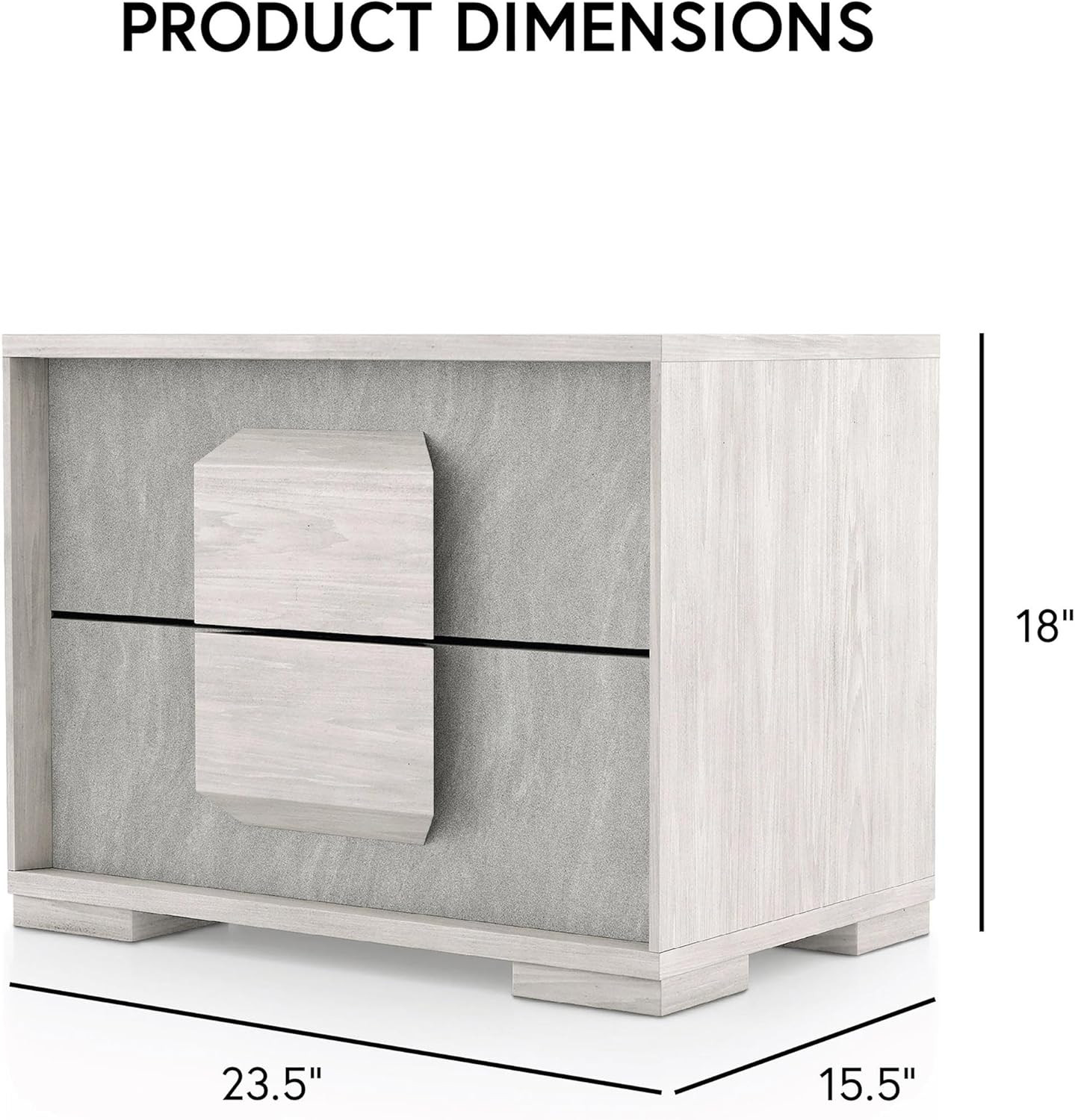 Dresen Modern Melamine Top 2-Drawer Nightstand, Wood Panel Handle Bedside Table