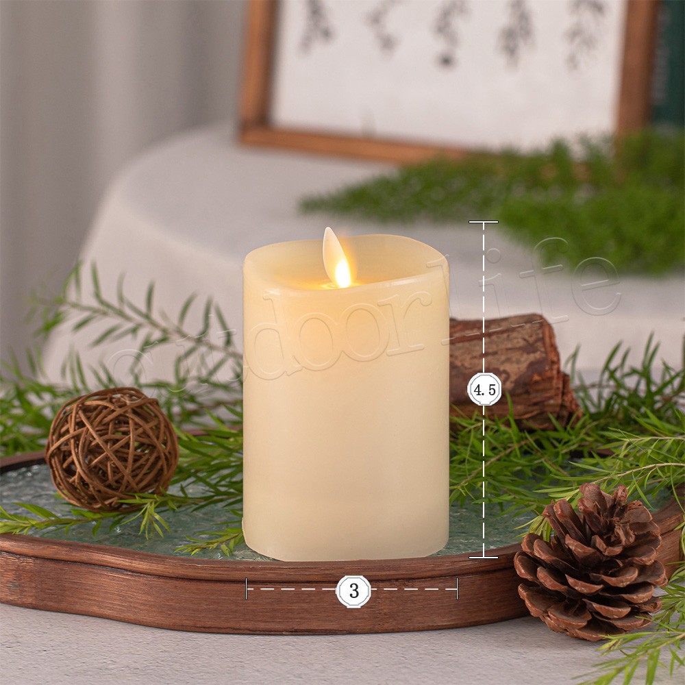Luminara Flameless Pillar Wax Battery Operated LED Candle with Remote Ivory 4.5″