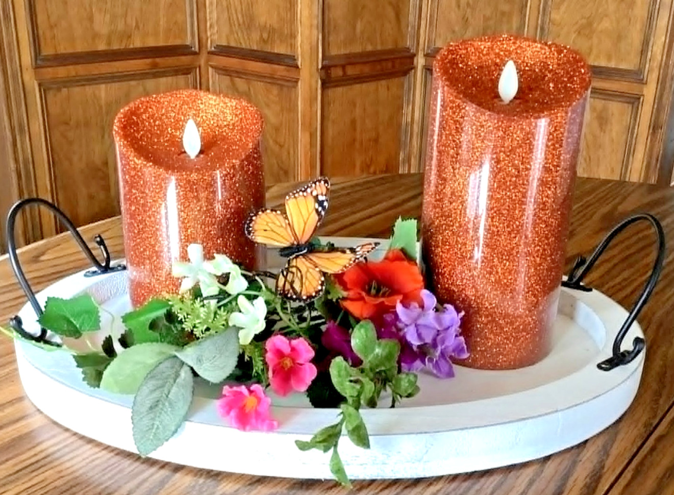 Luminara Flameless 5″&7″ Glitter Candle Set In RUST – NEW & FREE FAST SHIPPING