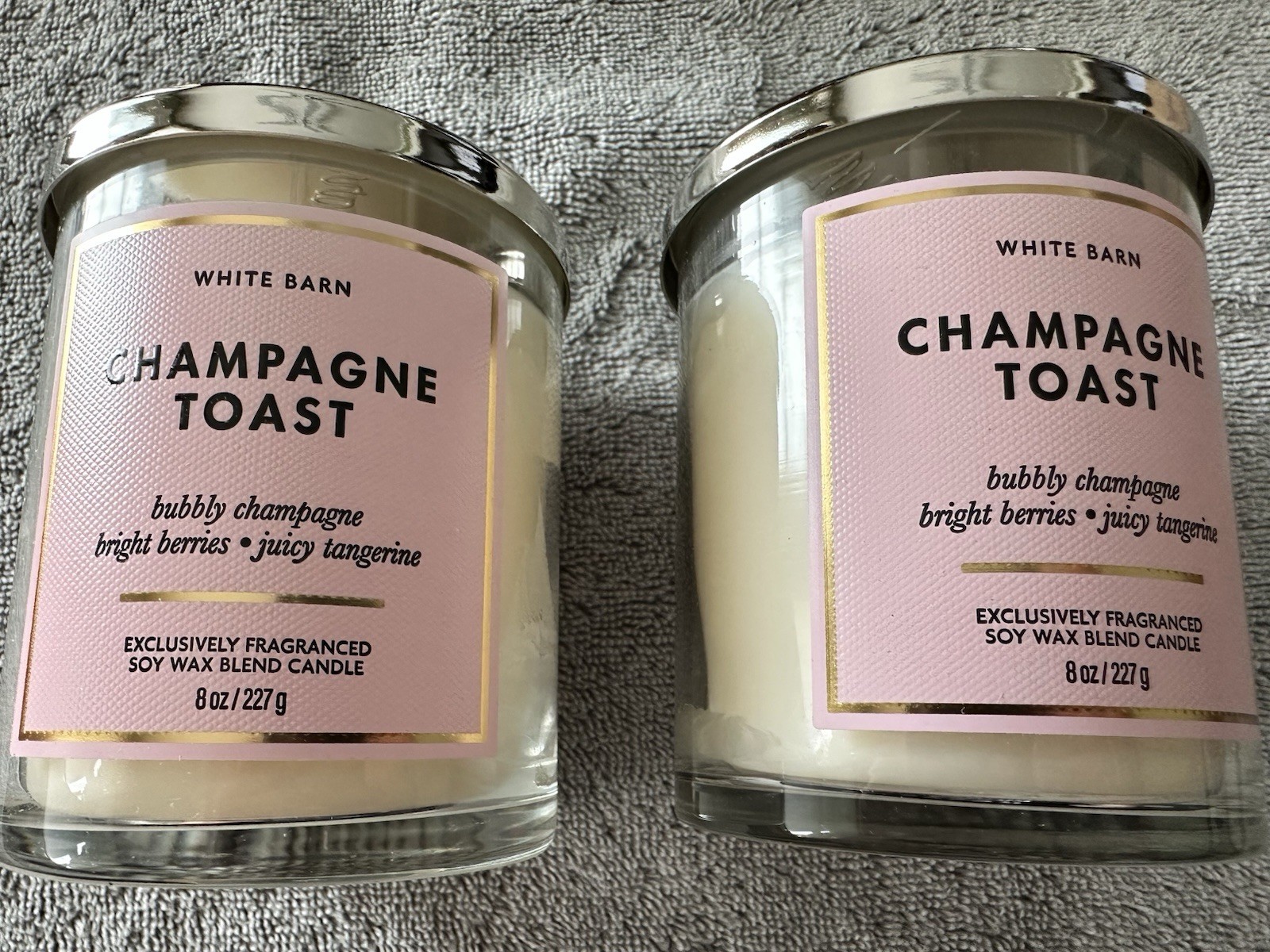 Bath & Body Works CHAMPAGNE TOAST Lot Of 2 Scented Single Wick Candles 7 oz NEW