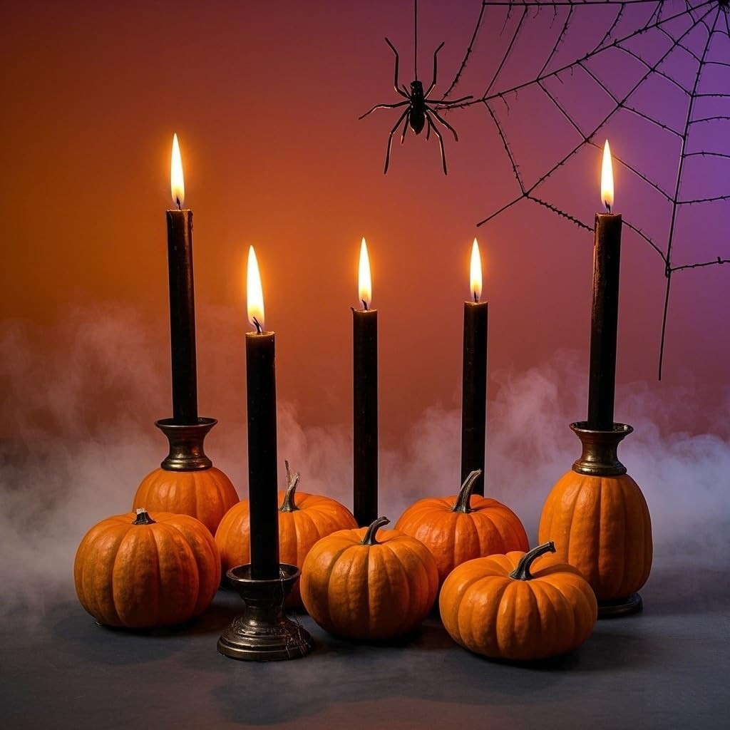 12-Pack Black Taper Candles, 10 Inch Unscented Dripless Candlesticks, Long-Lasti
