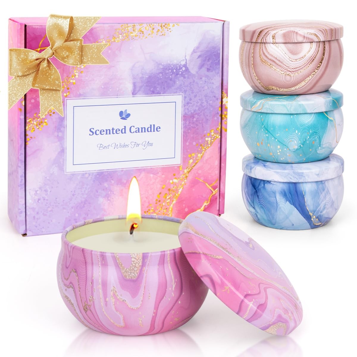 Candles Gift Set for Women, Aromatherapy Candles for Home Scented 4 Pack, 80 Hou