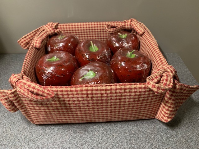 Apple Candles Set of 6 in Basket Farmhouse Country Kitchen Decor