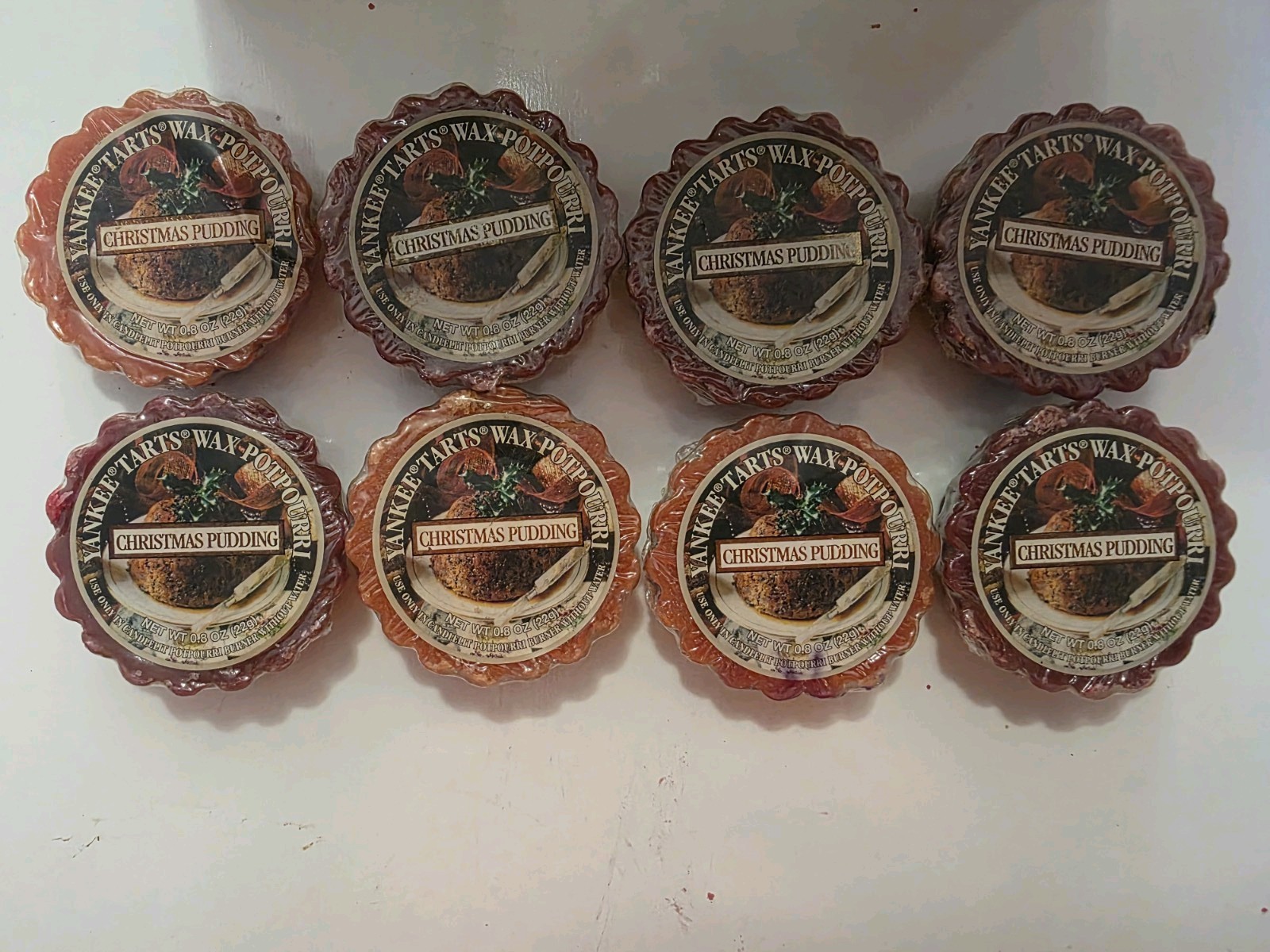LOT OF 8 Yankee Candle Retired “CHRISTMAS PUDDING” Tarts Wax Melts ~ RARE ~ NEW