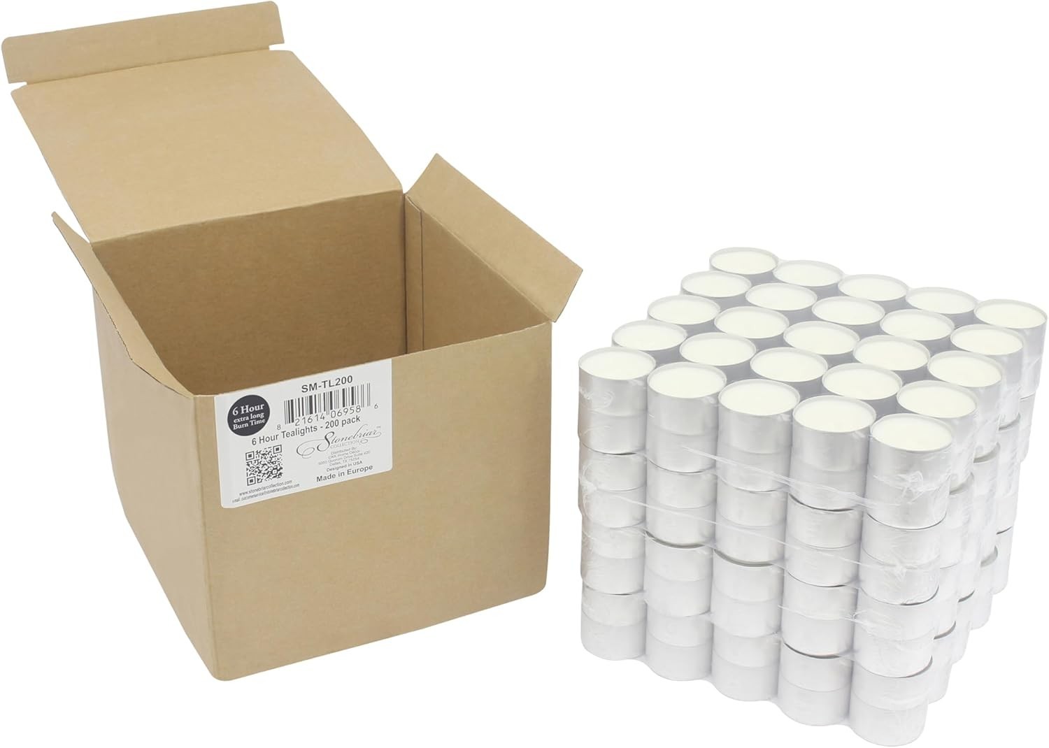 200 Pack Unscented 6-7 Hour Extended Burn Time Tea Light Candles, White