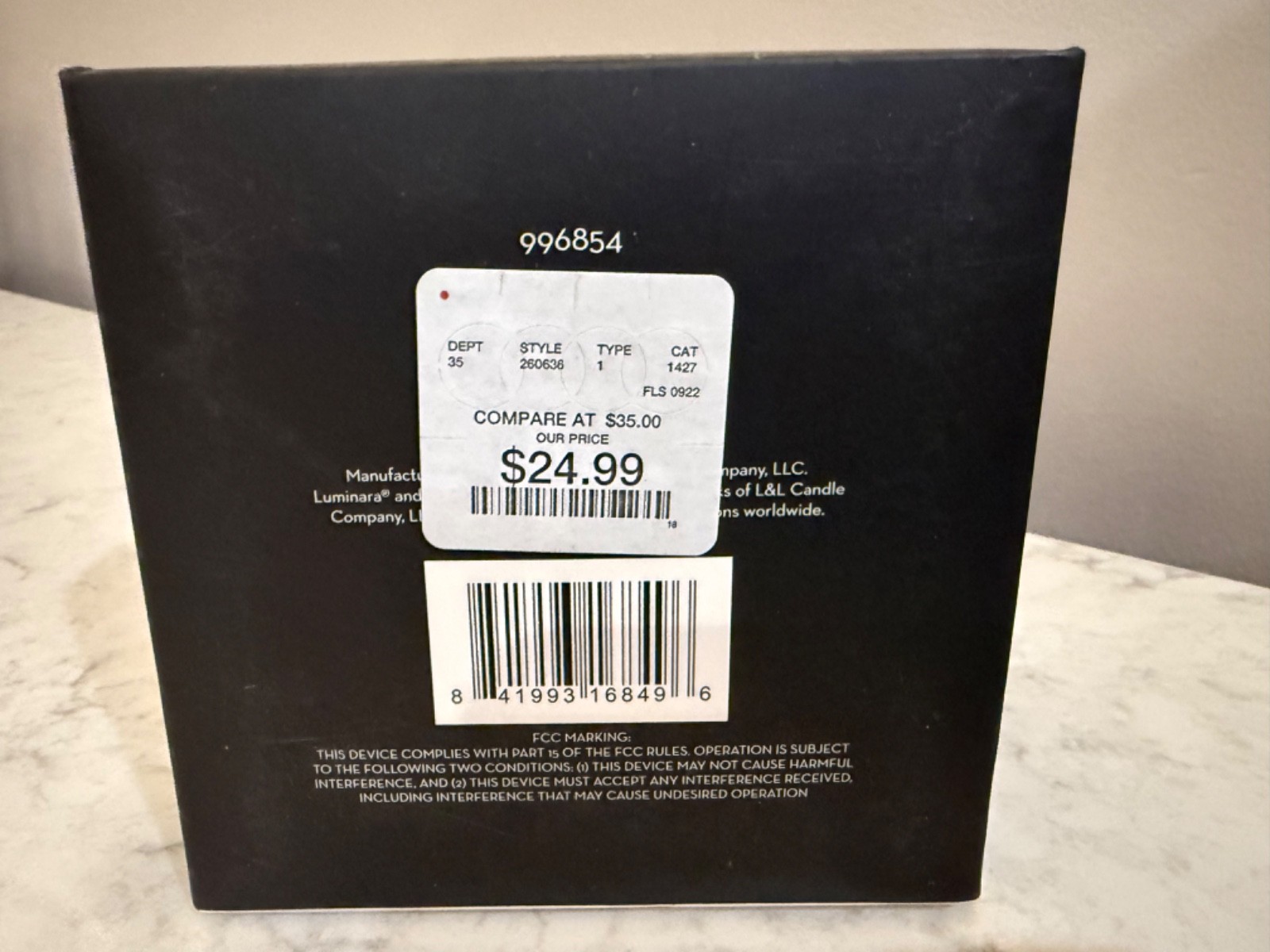 NEW in Box -Luminara Brown Pinecone Flameless Candle Unscented Wax Timer Indoor