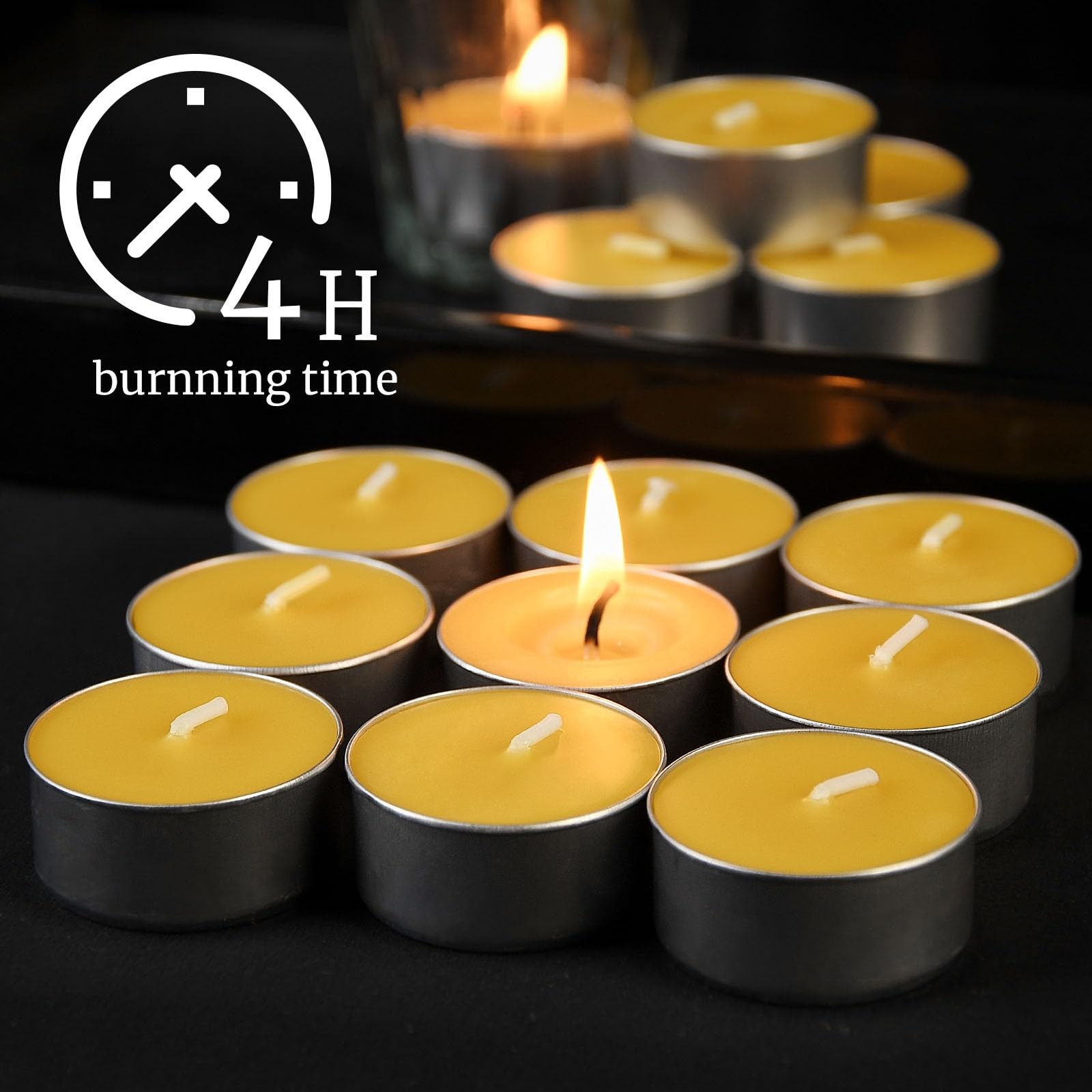 48 Pack Beeswax Tealight Candles Bulk,Pure Natural Bees Wax in Aluminum Shell…