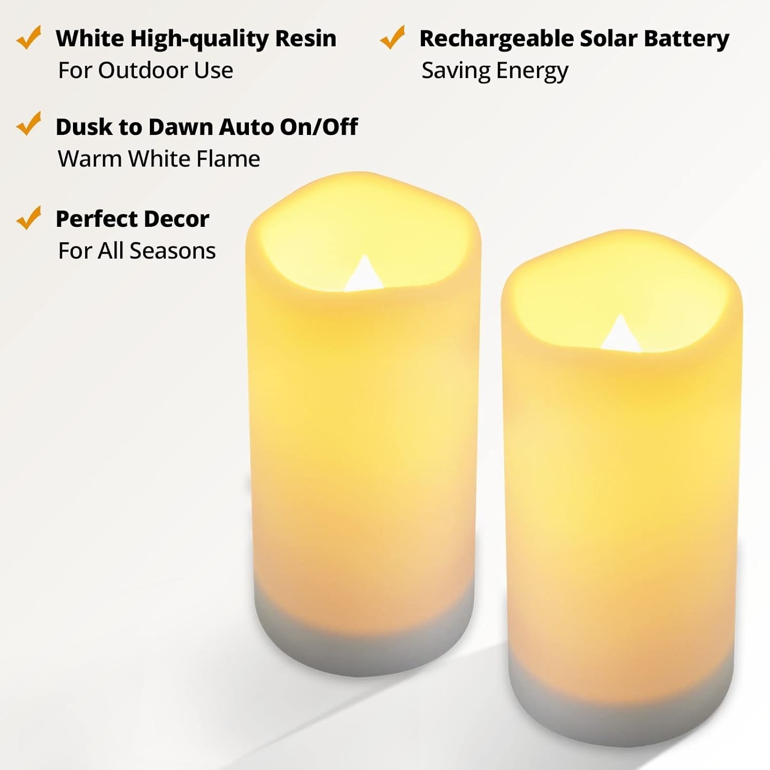 Large Outdoor Solar Powered Candles – Flameless Pillar Waterproof Rechargeabl…