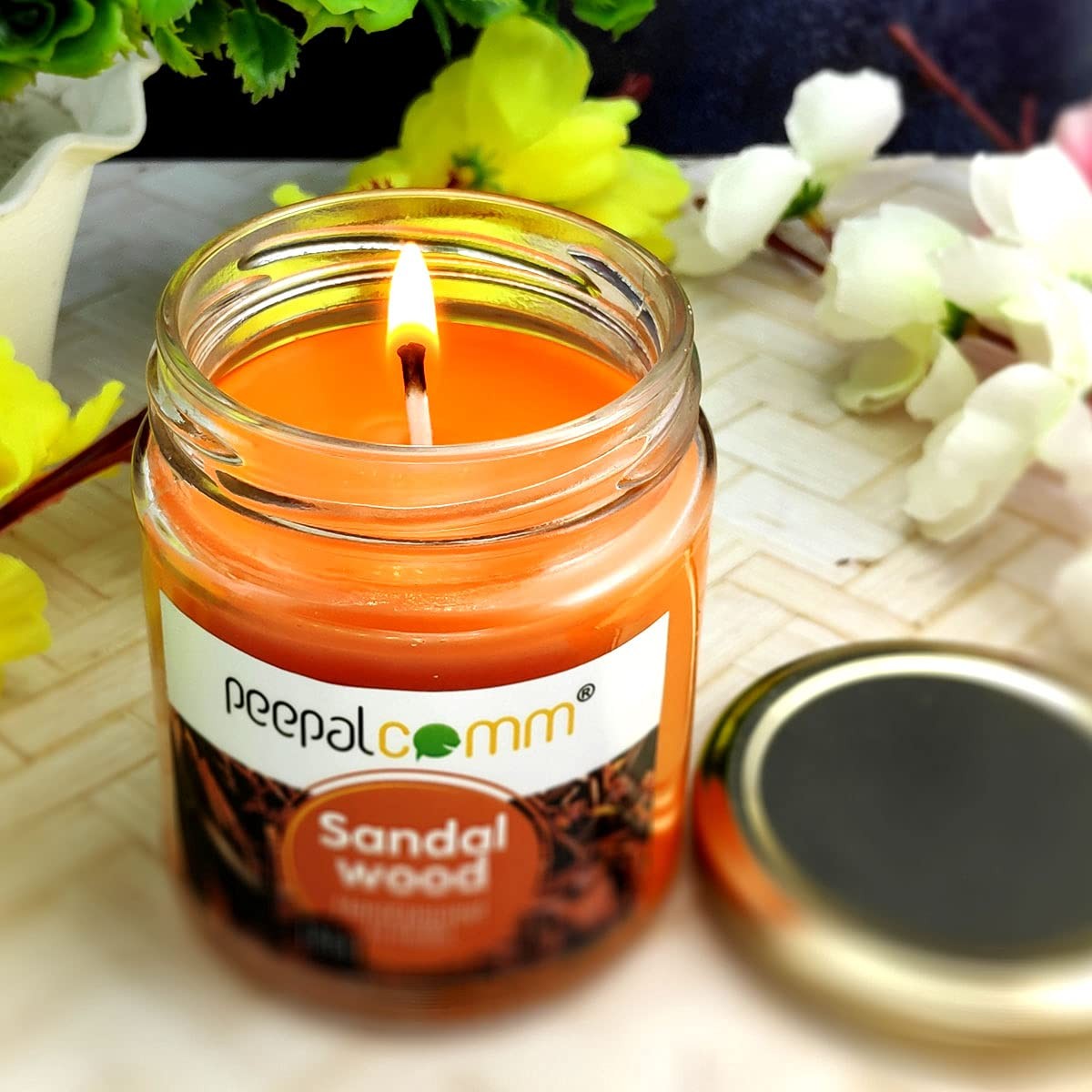 Peepalcomm Sandalwood Scented Wax Jar For Diwali Decoration 135gm