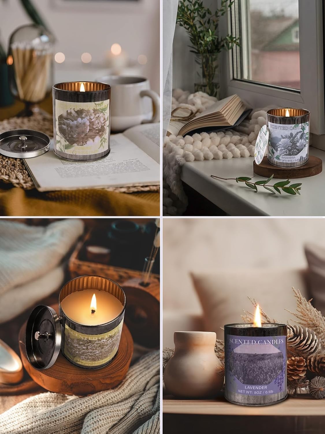 Scented Candle Gift Set, 4 Pack 32oz Soy Wax Candles Set, 200 Hour Burn Time Lon