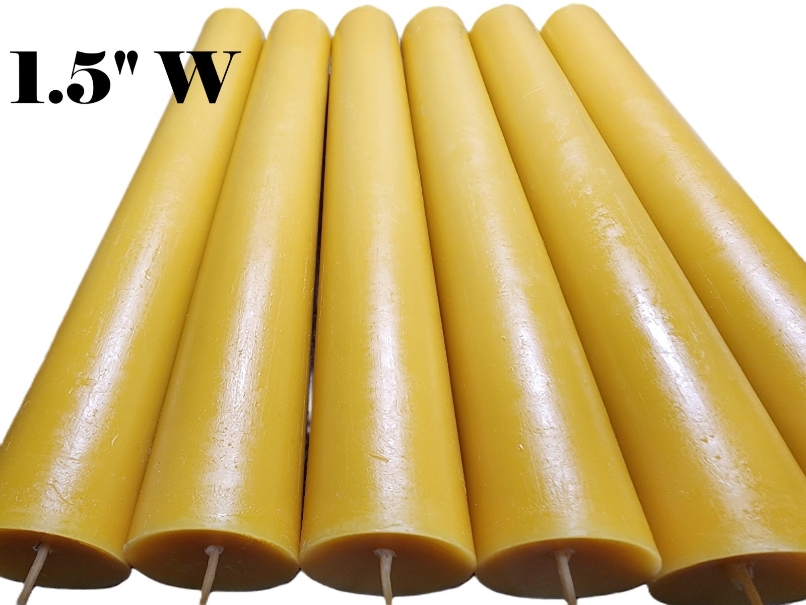 6 candles 1.5″ pure Beeswax pillar Candle 12″H , long burning time made in USA