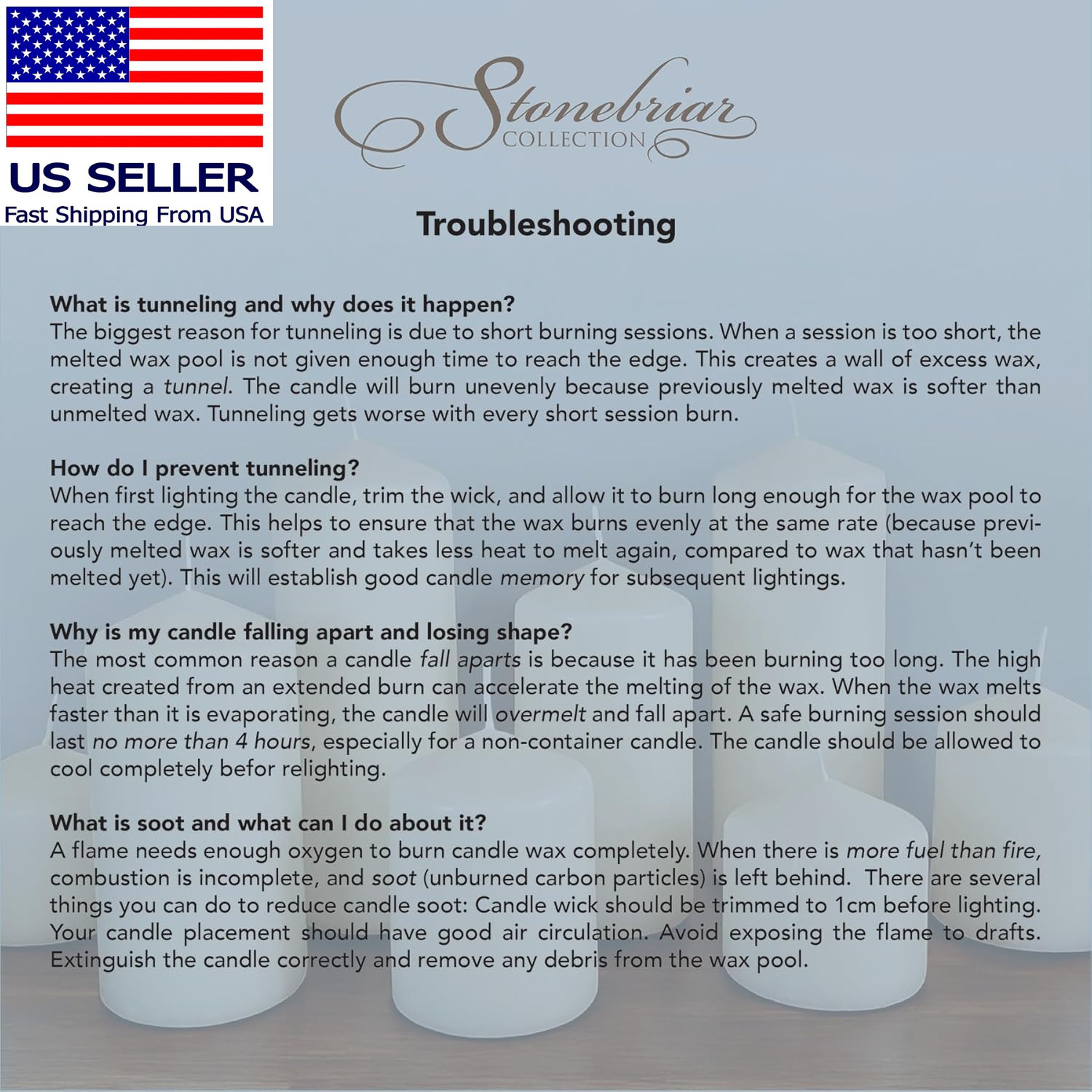 Unscented White Tall Pillar Candles, 35 Hour Burning Candle Pillars, Perfect for
