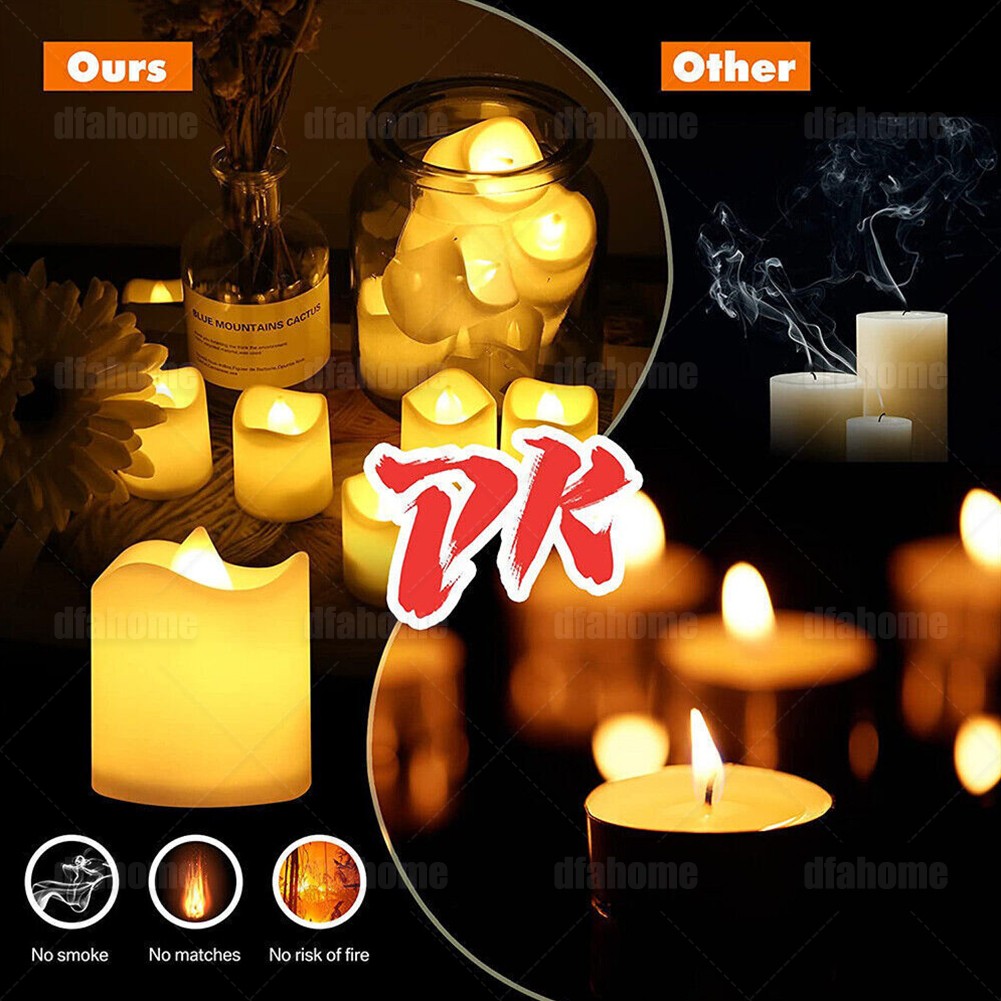 24/48 Pack LED Tea Lights Battery Operated Flameless Votive Candles Warm White