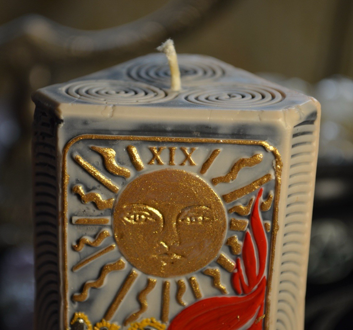 Esoteric Tarot Candle Set Sun XIX & Moon XVIII Light Shadow Balance Ritual Decor
