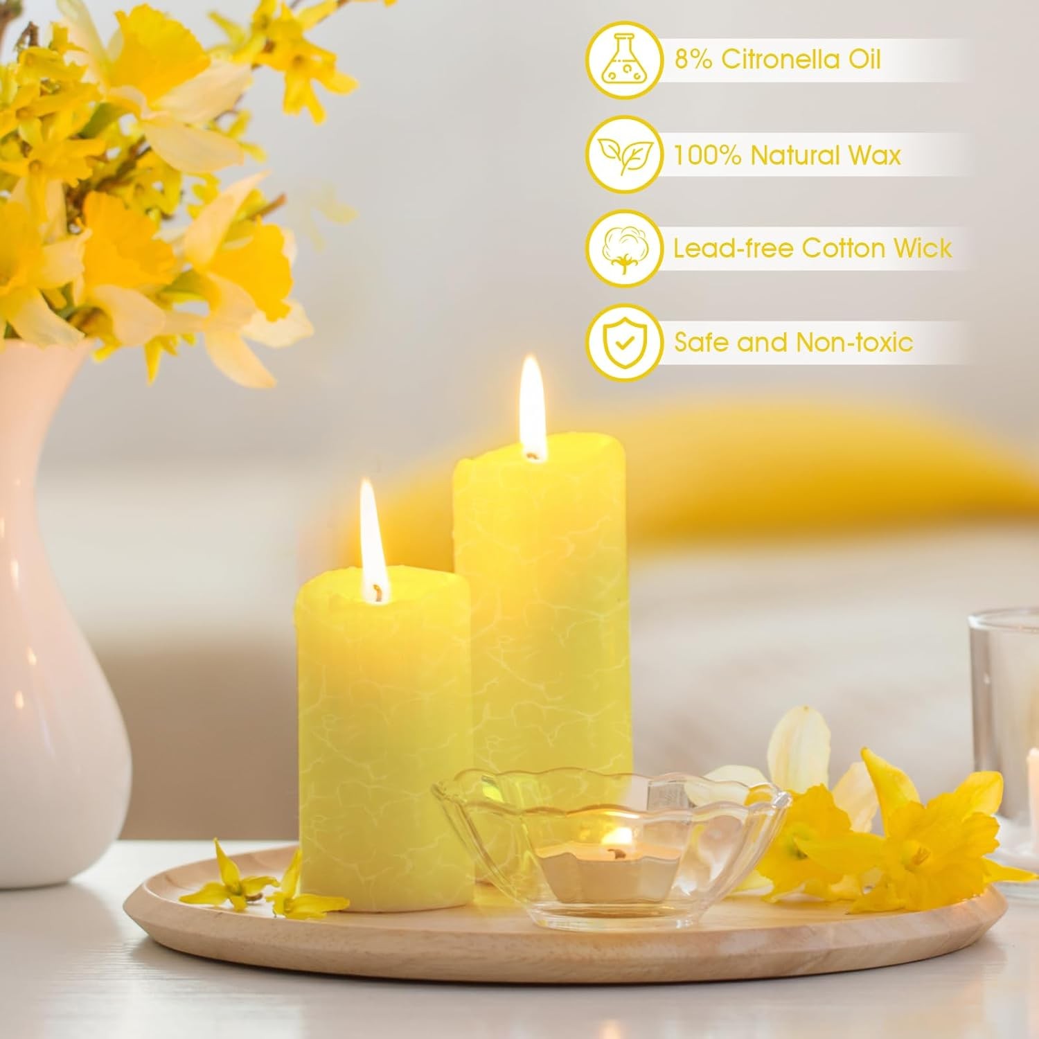 Large Lemongrass Candle, Lemongrass Scented Pillar Candle (2 inches x 4 inches)