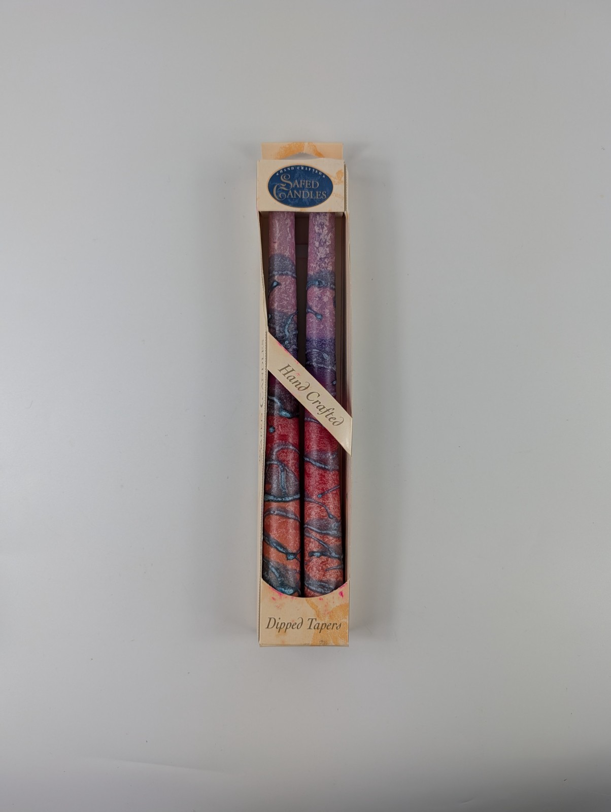 Safed Candles 10″ Taper Candles Hand Crafted Hand Dipped Multi Color Set of 2