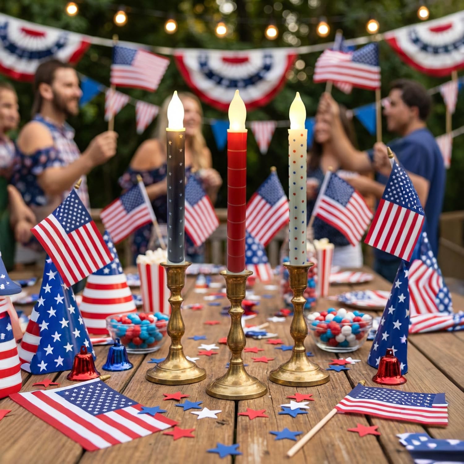 4th of July Candles,Patriotic Taper Candles,Red White and Blue Candle with Re…