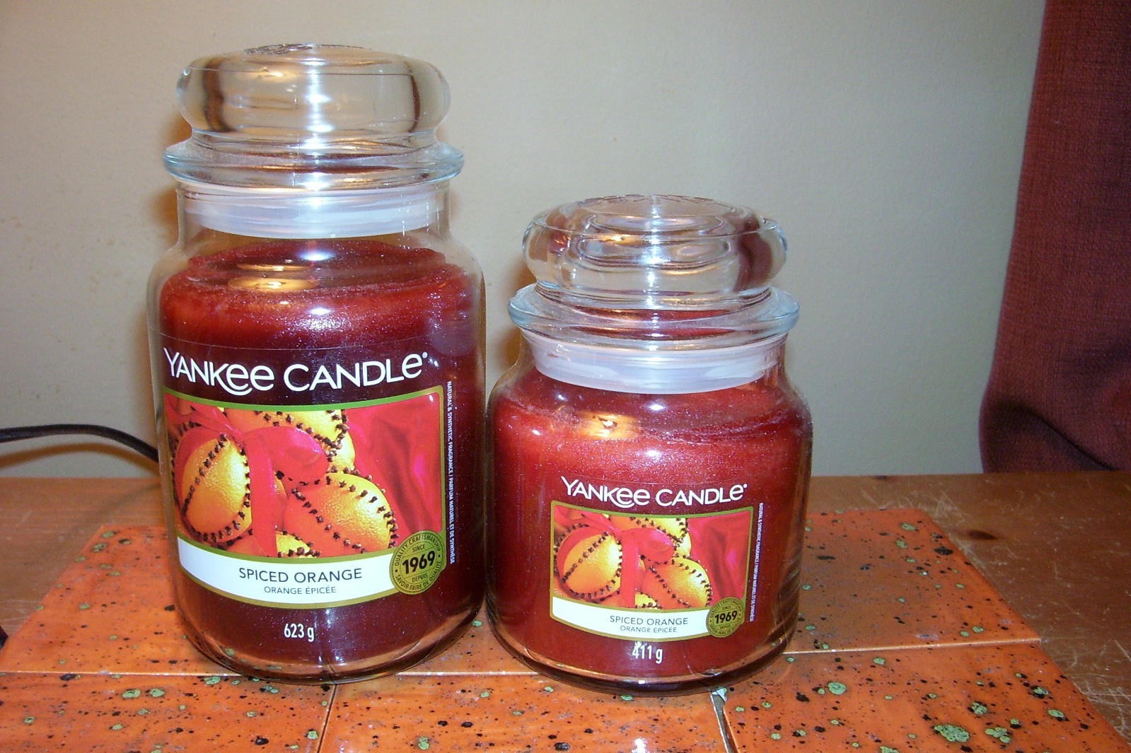 yankee candle 22oz & 14.5oz JARS SPICED ORANGE + 3 TARTS