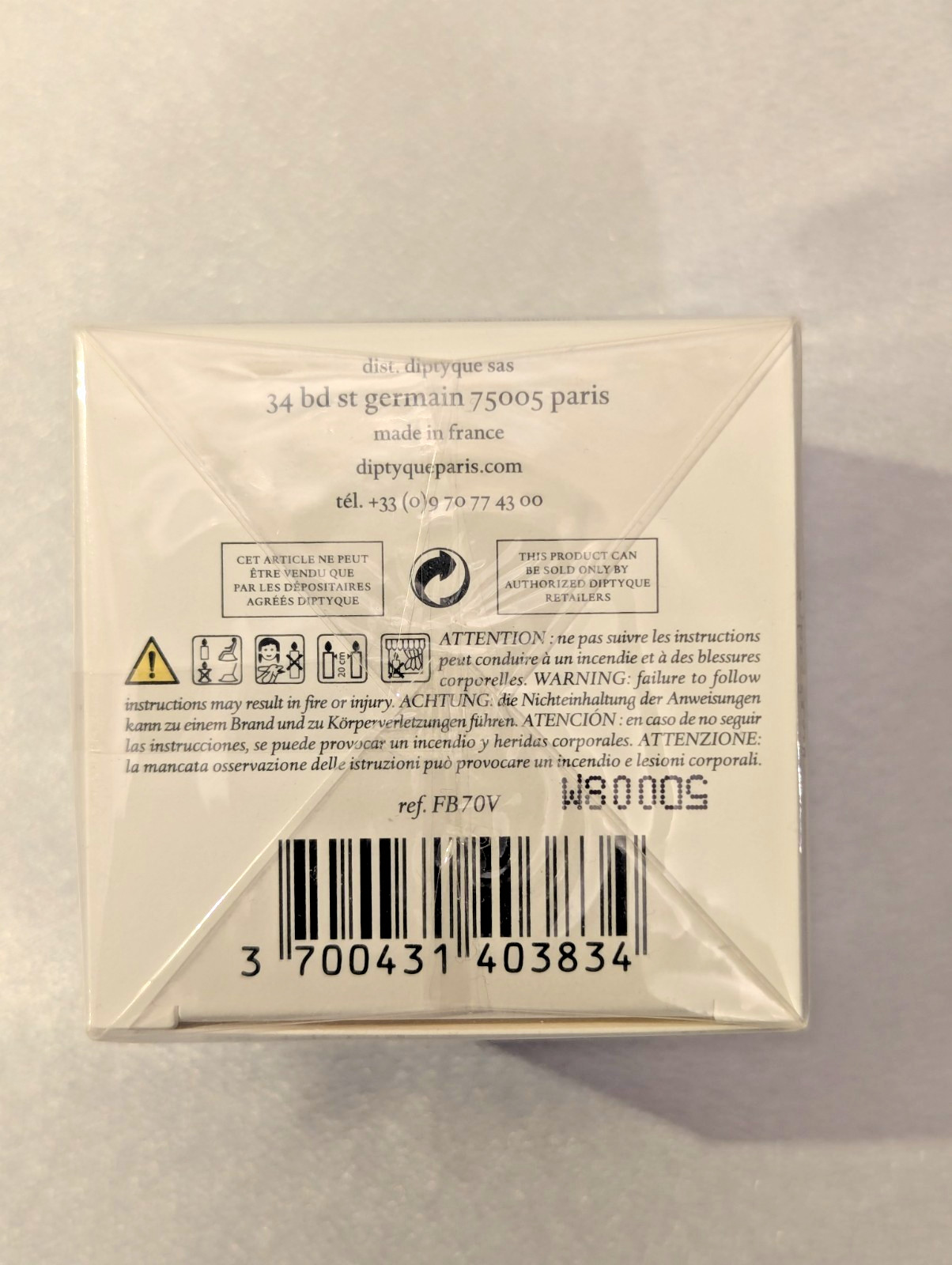 Diptyque Feu de Bois Scented Candle 70g/2.4oz NIB Sealed In Box w Gift Bag!!