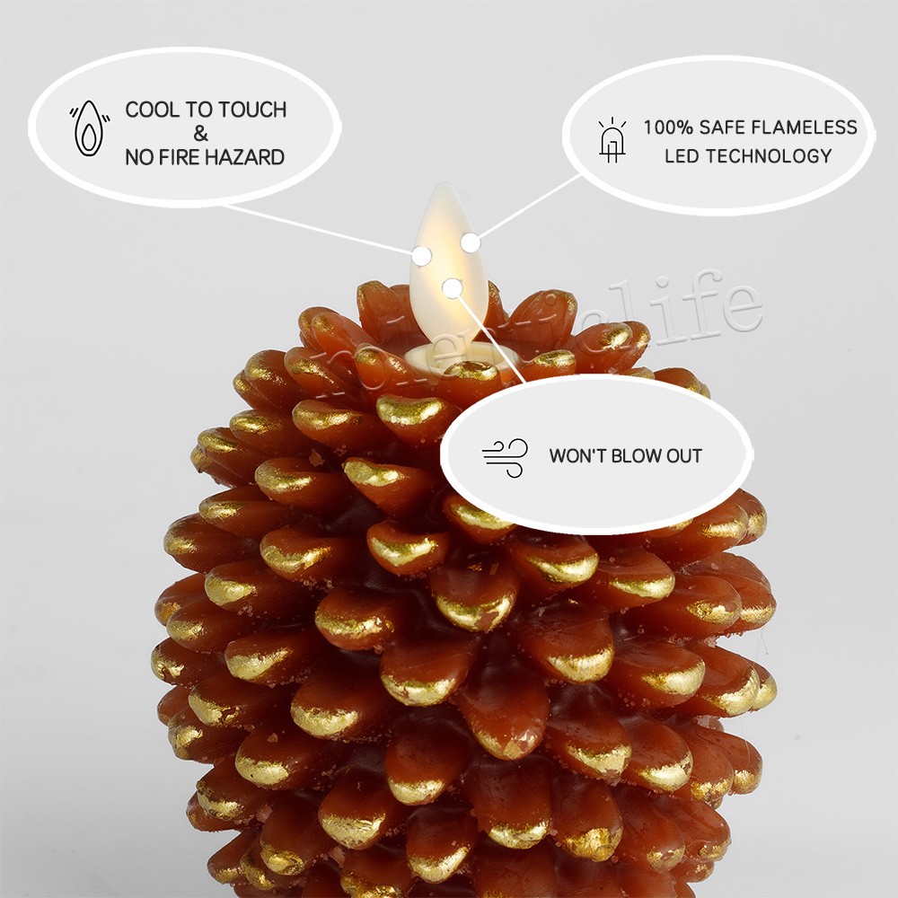 Luminara Flameless Paraffin Wax Battery Candles w/Moving Wick Remote Brown 4.3″H