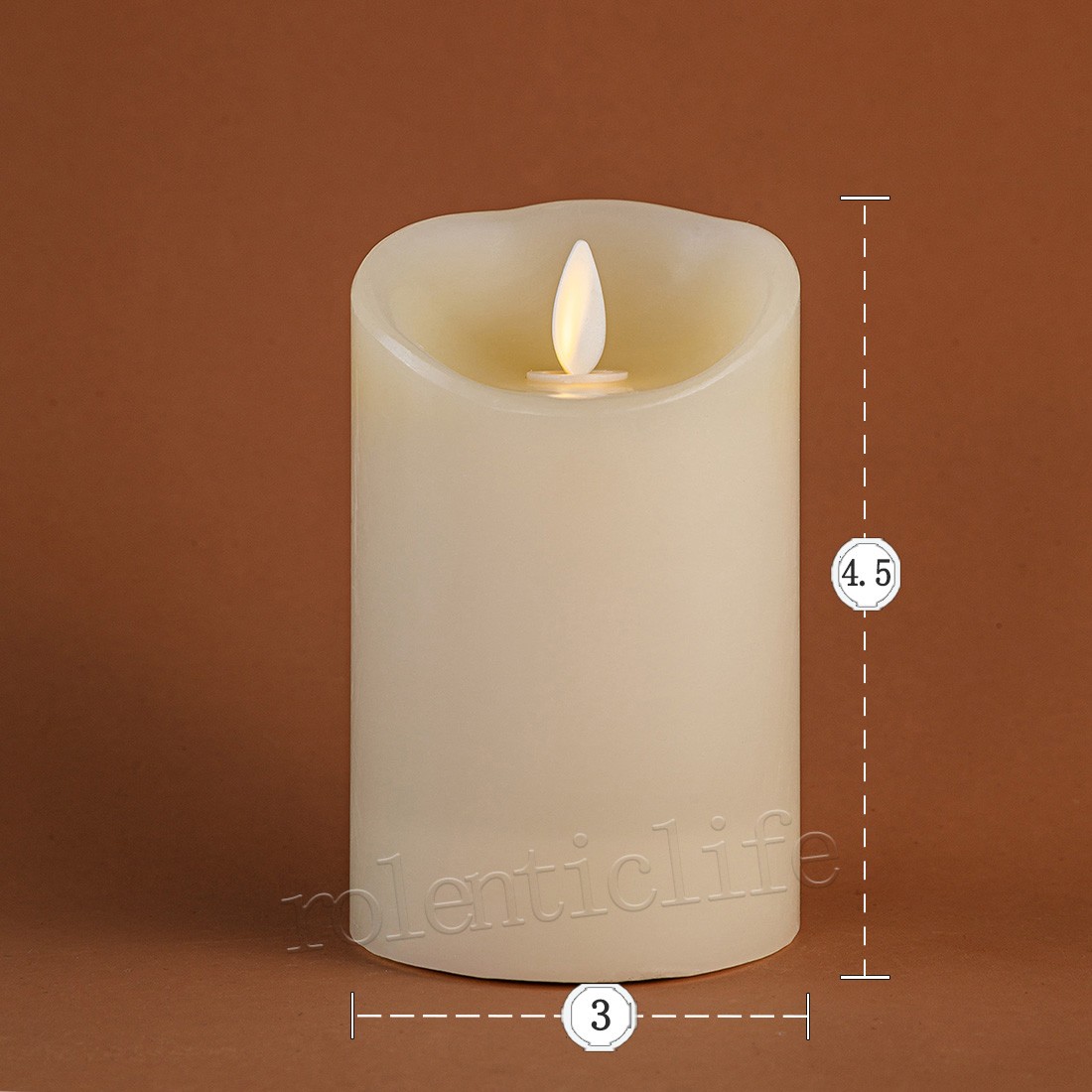 Luminara Flameless LED Pillar Wax Candles w/Remote Moving Flame Ivory 3″Dx4.5″H