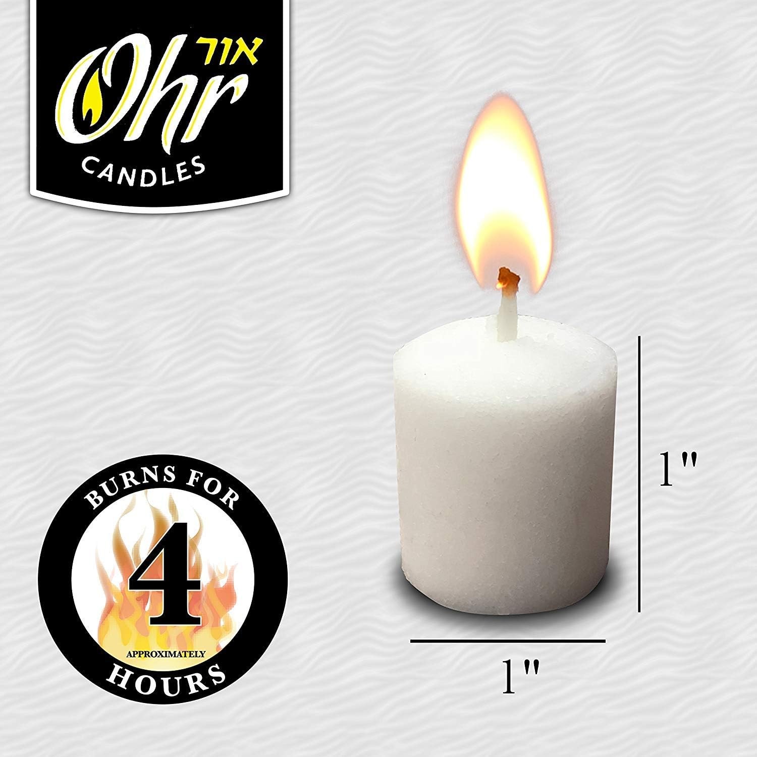 4 Hour Neironim Candles, Shabbat and Small Votive Wax Candle, 72 Count