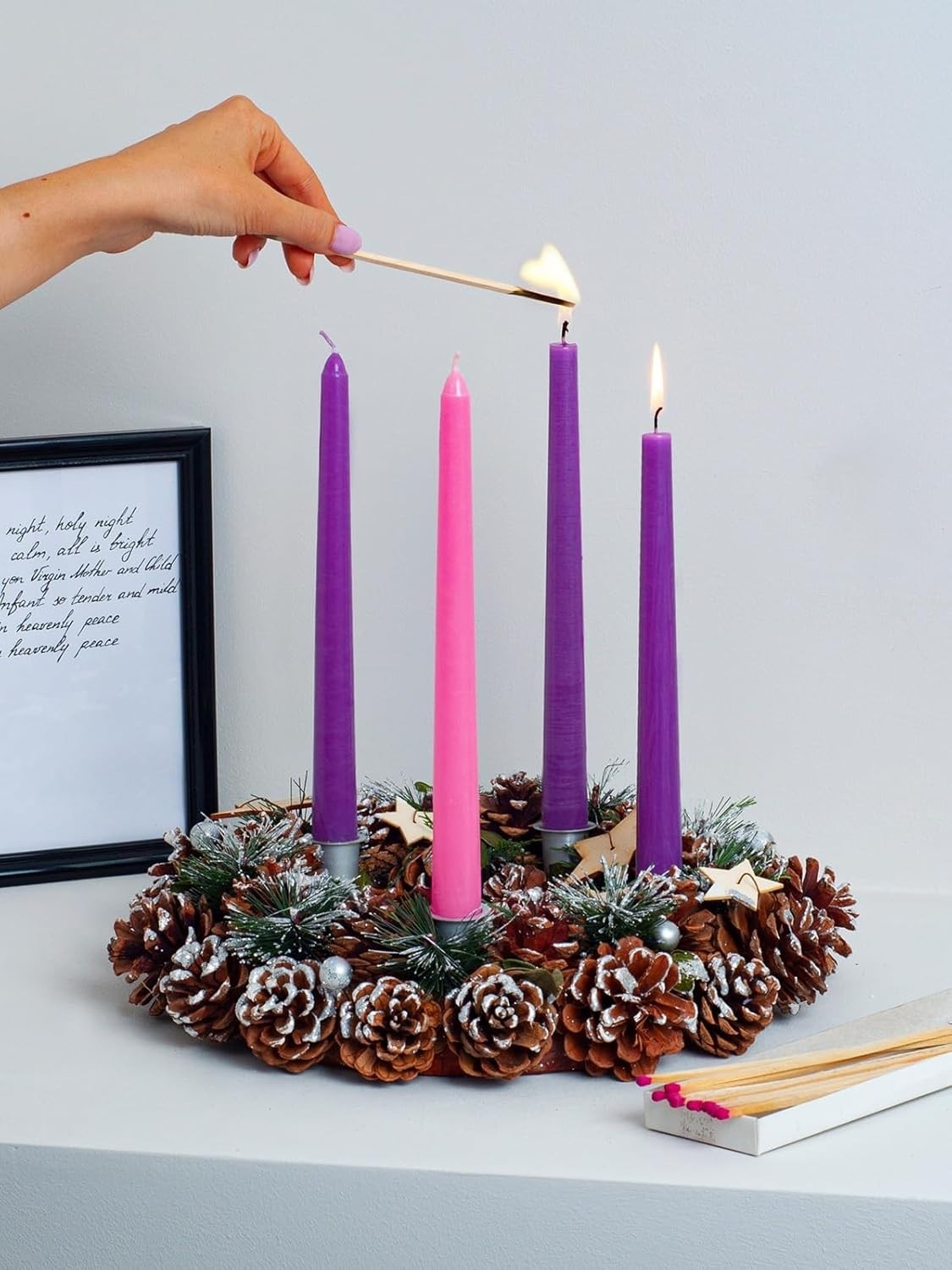 12 Inch Advent Taper Candles Set of 4 – Long Burning Dripless Unscented Taper…
