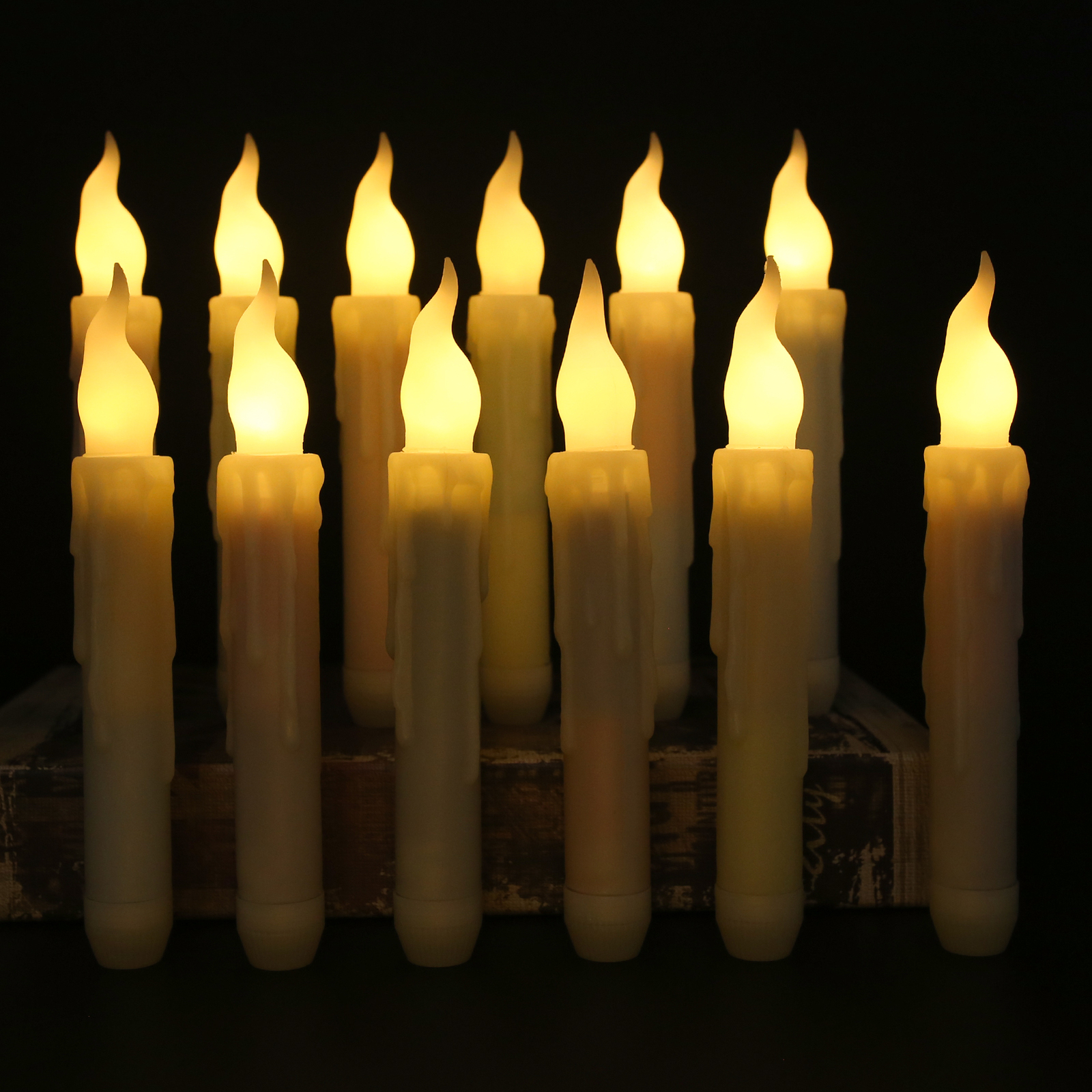 12PCS LED Flameless Flickering LED Taper Candles Battery Operated US Stock