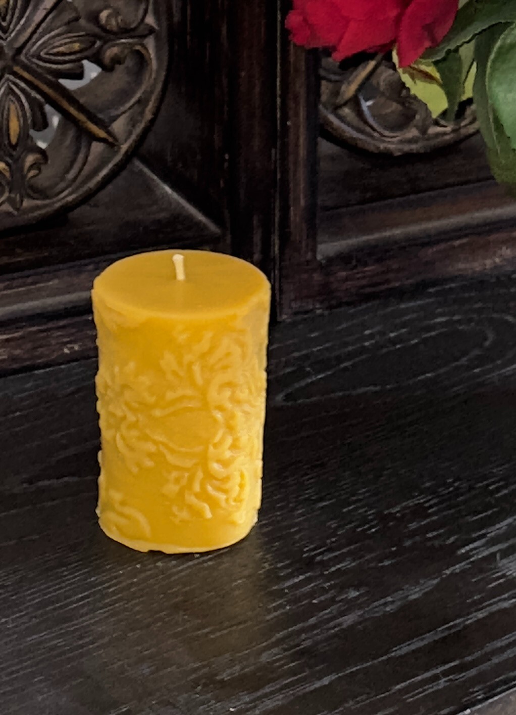 Handmade 100% Pure Beeswax Pillar Candle PATTERNS 100% Cotton Wick