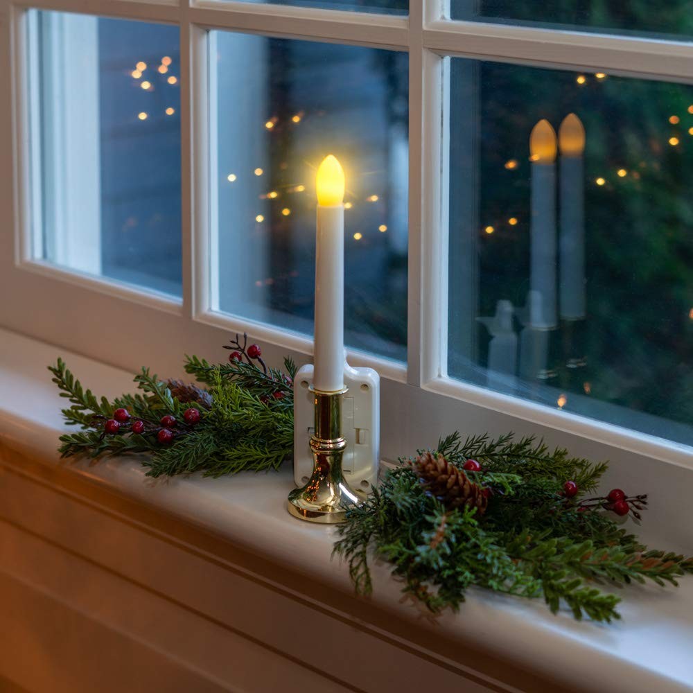 Touch Of ECO Solar LED Flameless Window Candles with Suction Cup – White