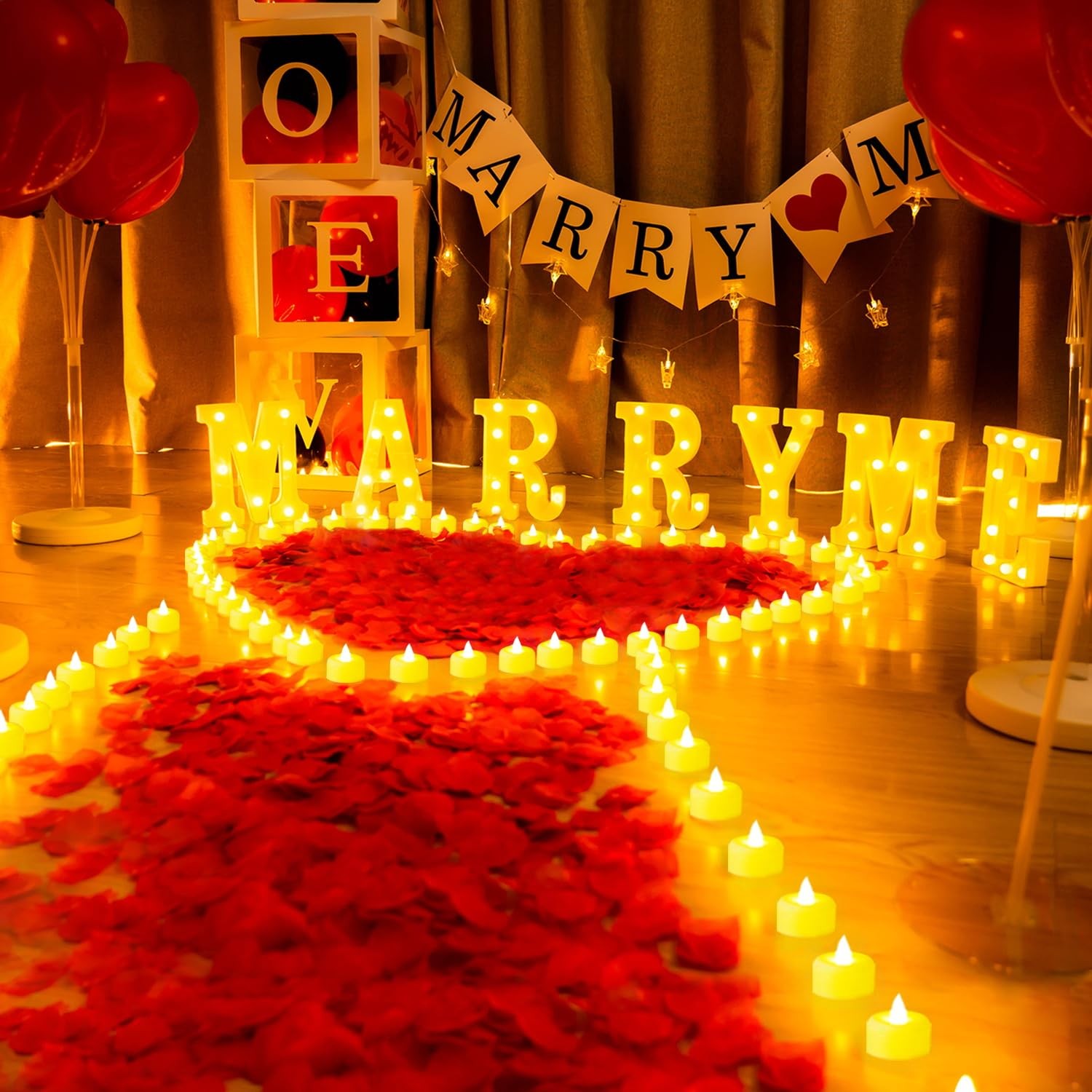 Homemory Marry Me Light Up 7.1″D x 1.4″W x 8.1″H, 2- MARRY ME Sign Kit